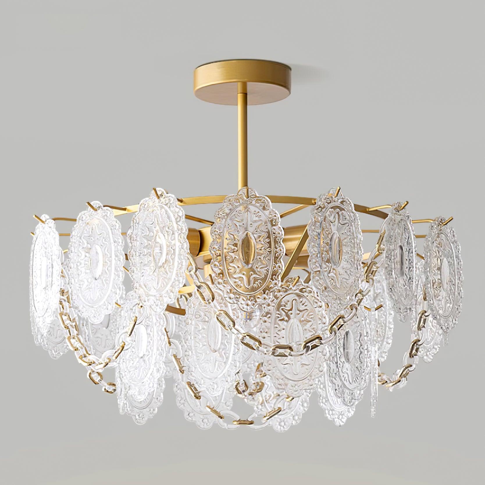 Katia Lustre Cascades de Cristal Verre Or - Neutralighting
