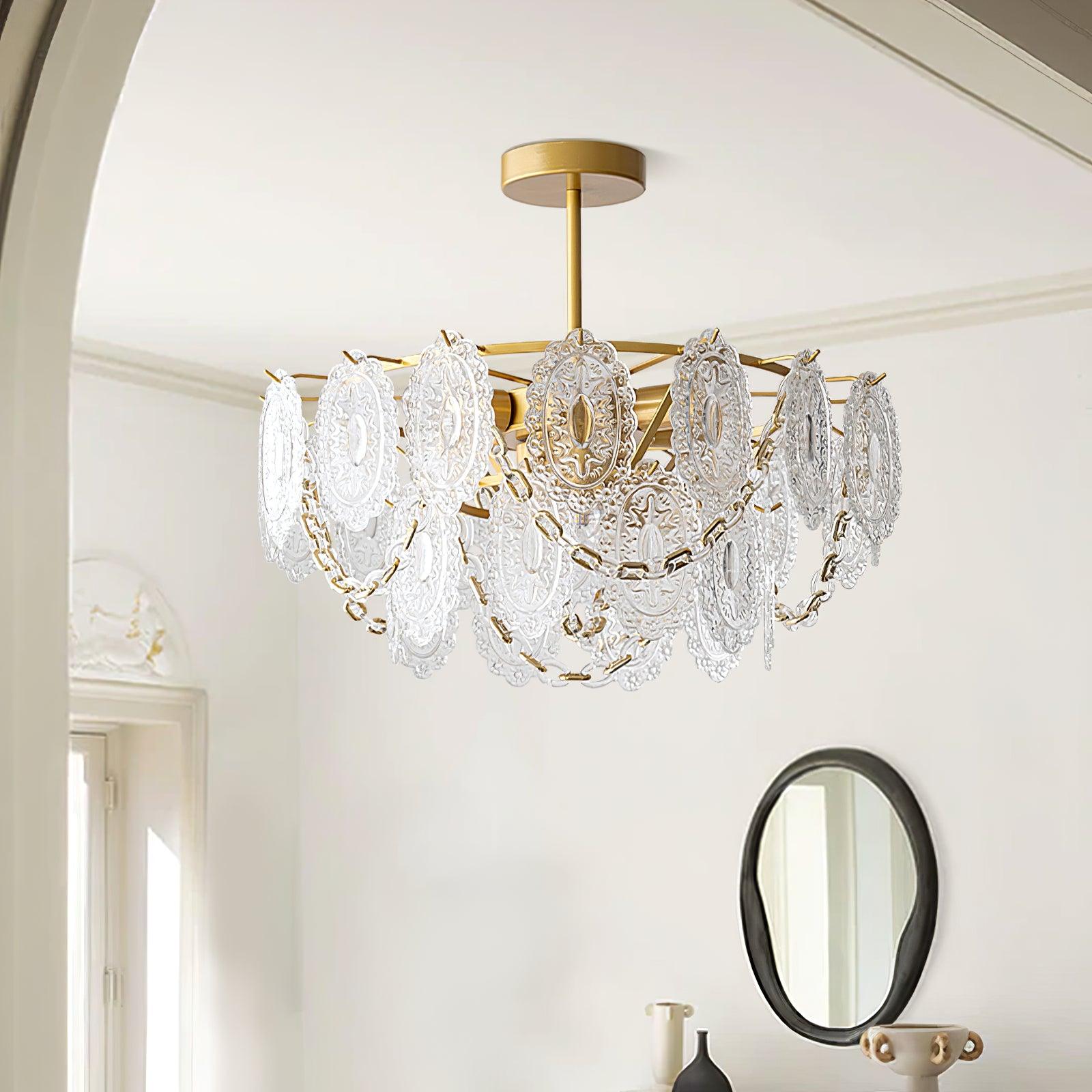 Katia Lustre Cascades de Cristal Verre Or - Neutralighting