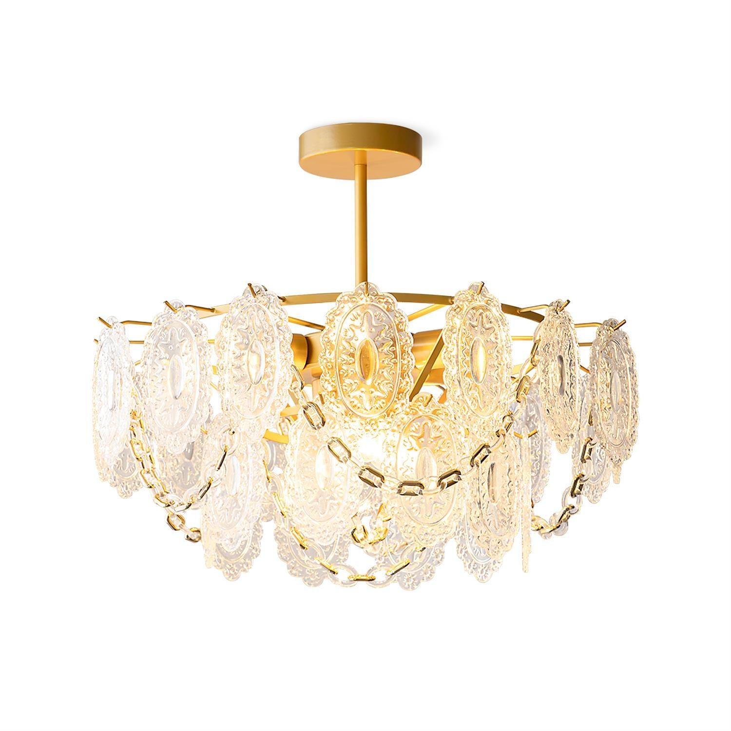 Katia Lustre Cascades de Cristal Verre Or - Neutralighting