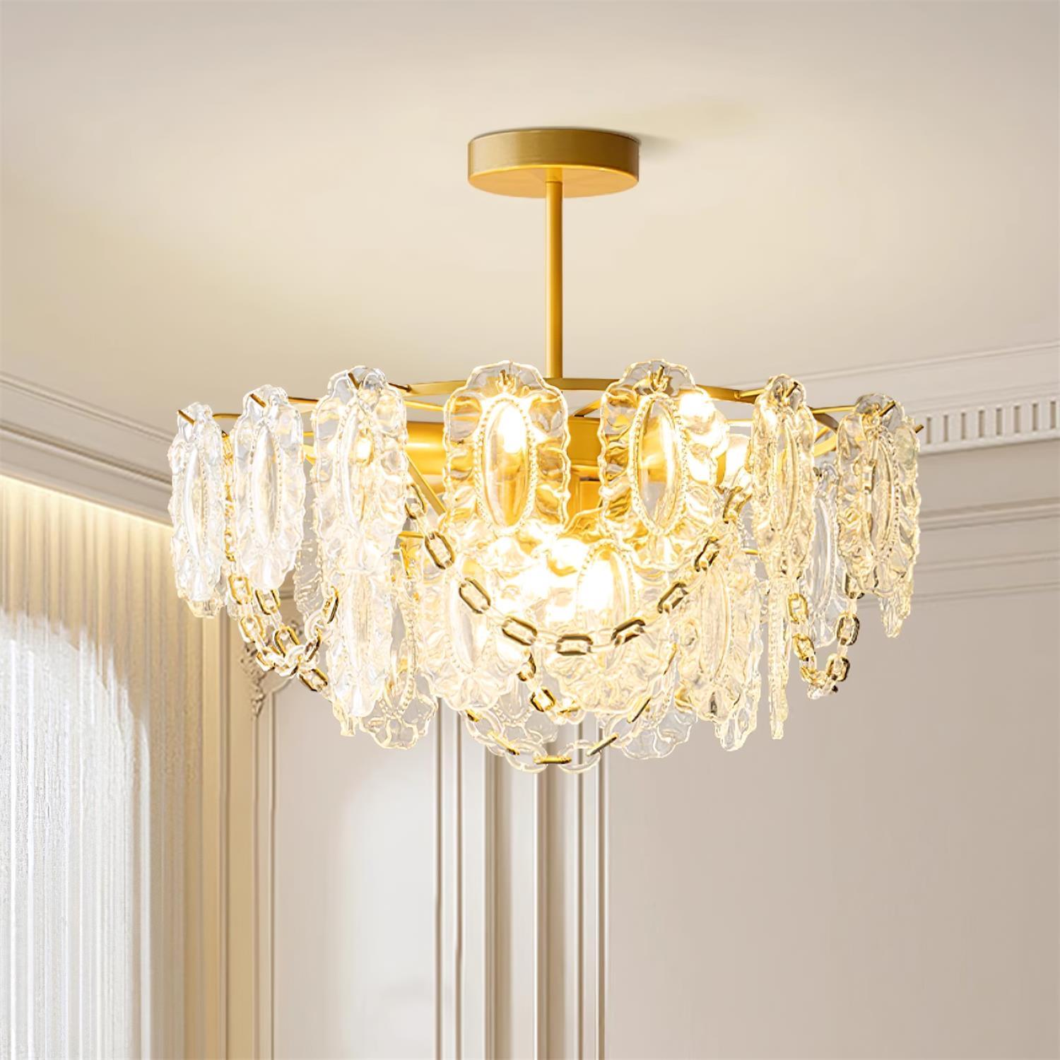 Katia Lustre Cascades de Cristal Verre Or - Neutralighting