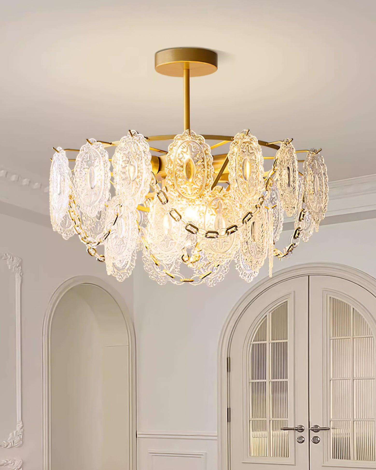 Katia Lustre Cascades de Cristal Verre Or - Neutralighting