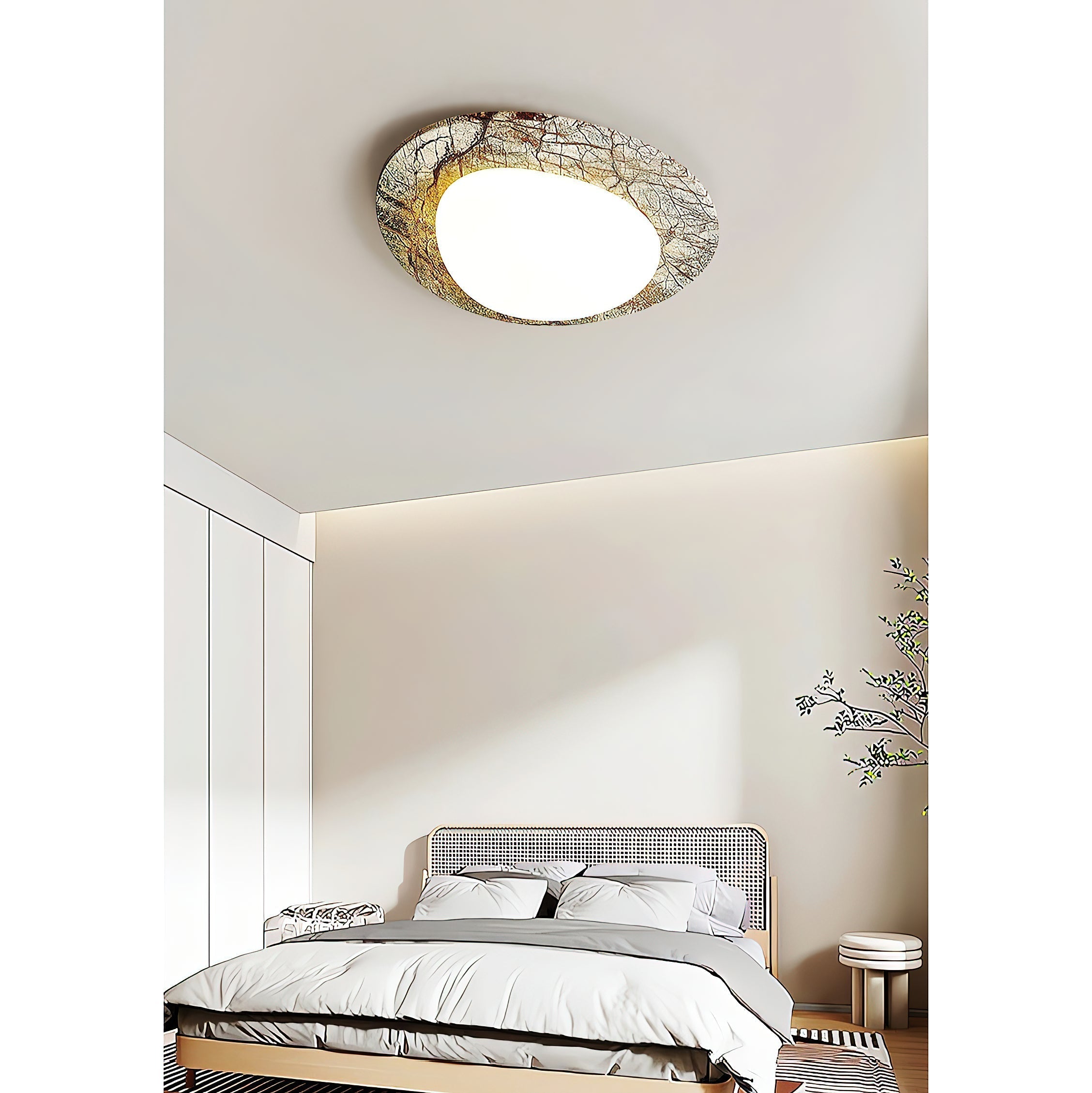 Cishaora Modern Minimalist White Marble Ceiling Lamp - Lamp Copper