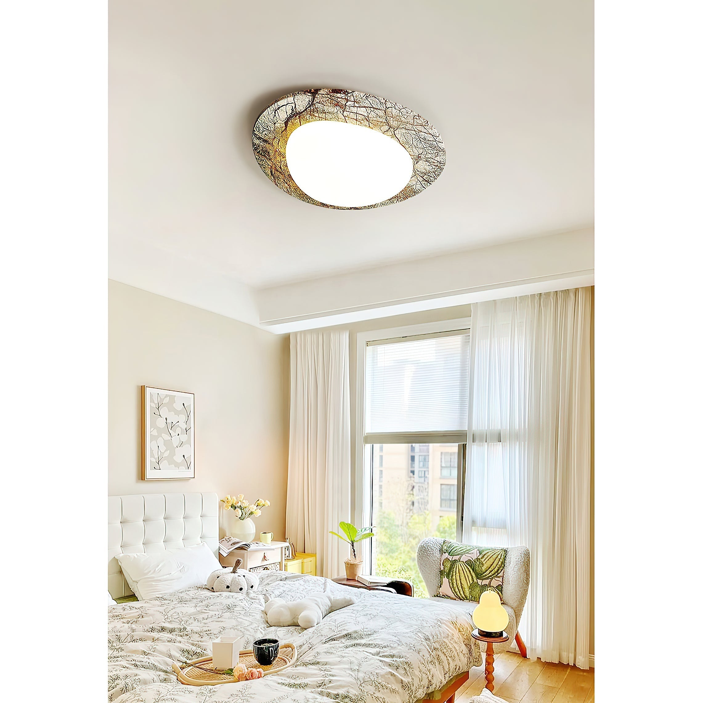 Cishaora Modern Minimalist White Marble Ceiling Lamp - Lamp Copper