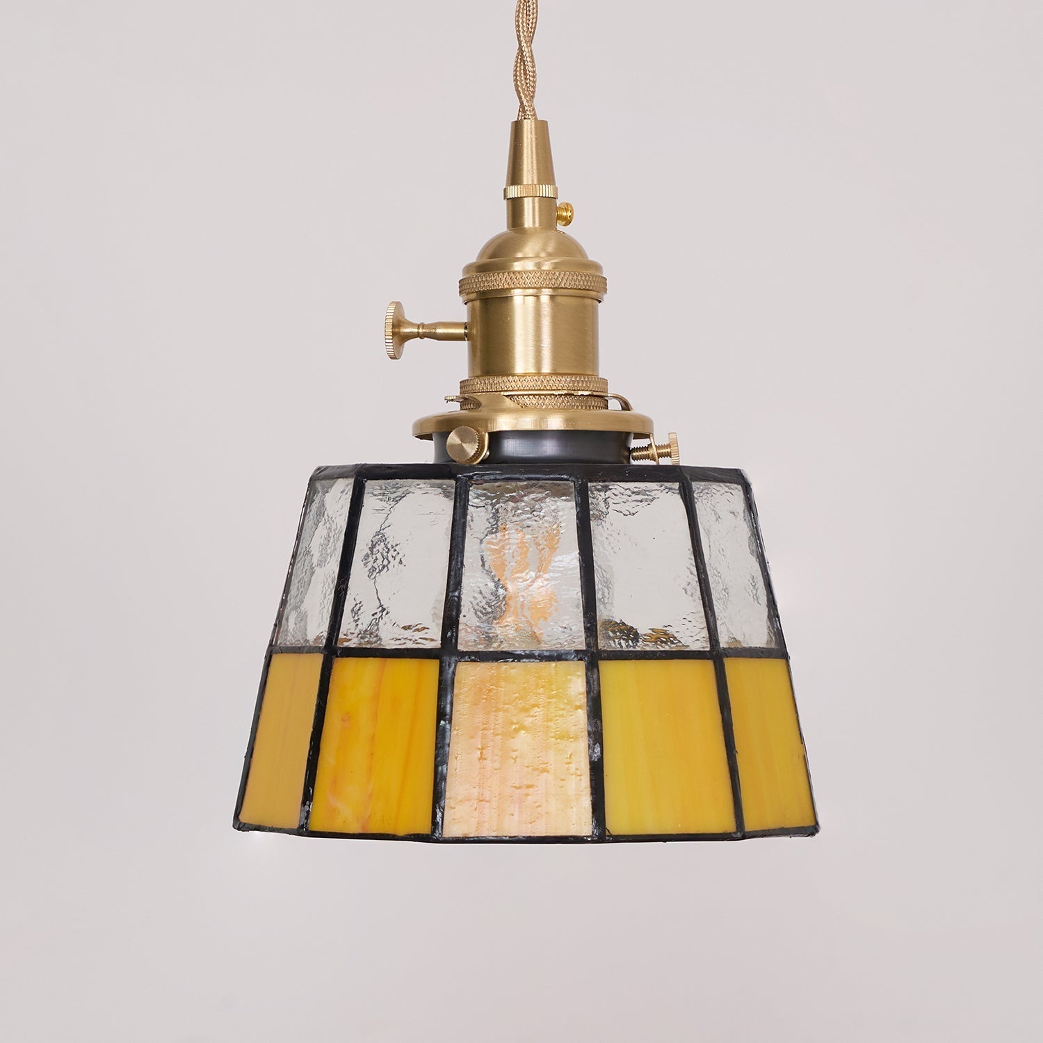 Suspension Coloré Verre Ombre Ancien Modèle Laiton Rétro - Neutralighting