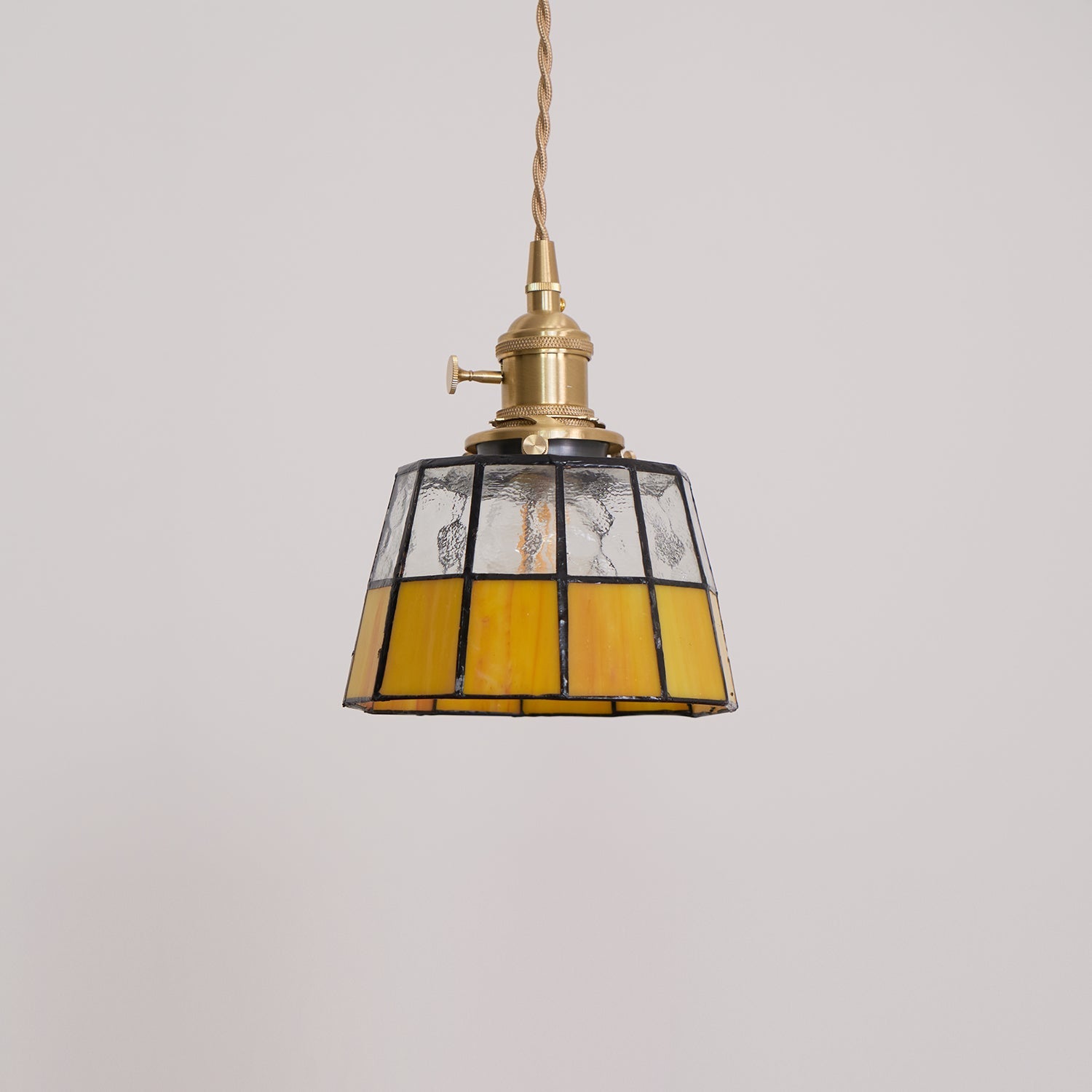 Suspension Coloré Verre Ombre Ancien Modèle Laiton Rétro - Neutralighting