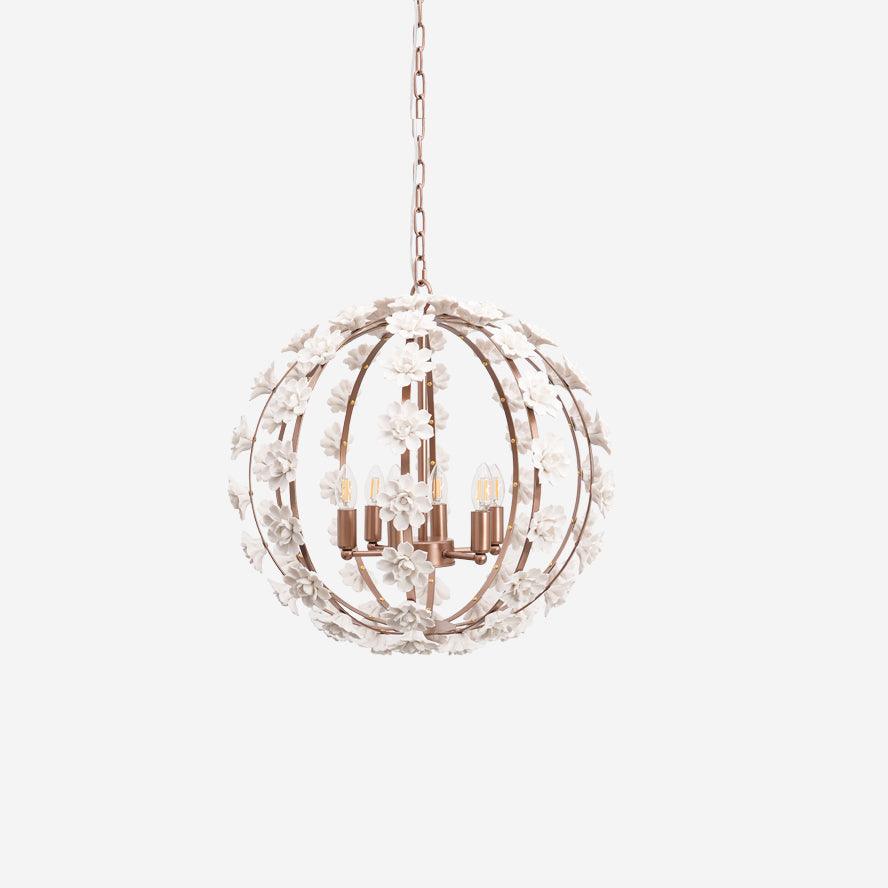 Kelly Lampe Pendante Globe Floral Rustique - Neutralighting