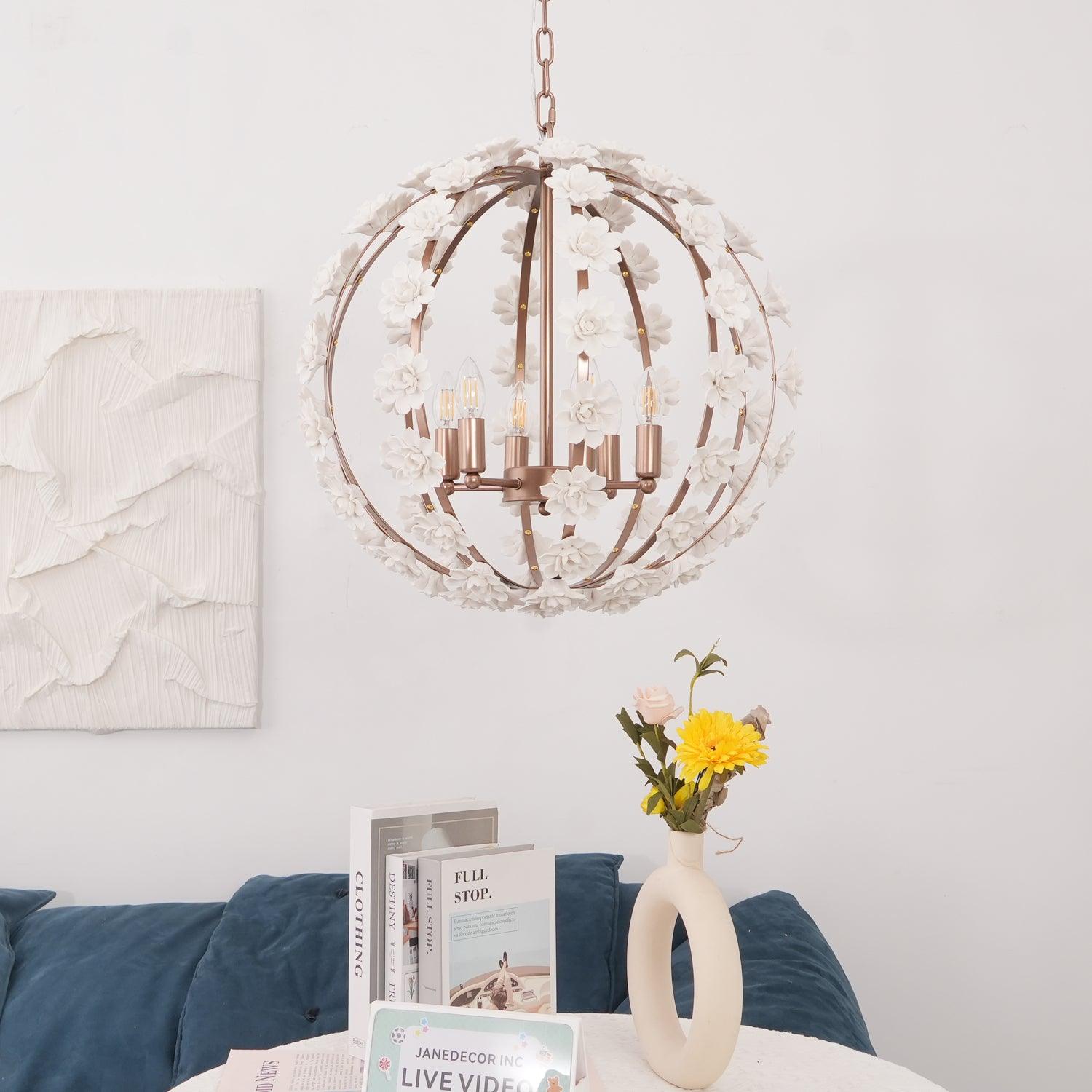 Kelly Lampe Pendante Globe Floral Rustique - Neutralighting