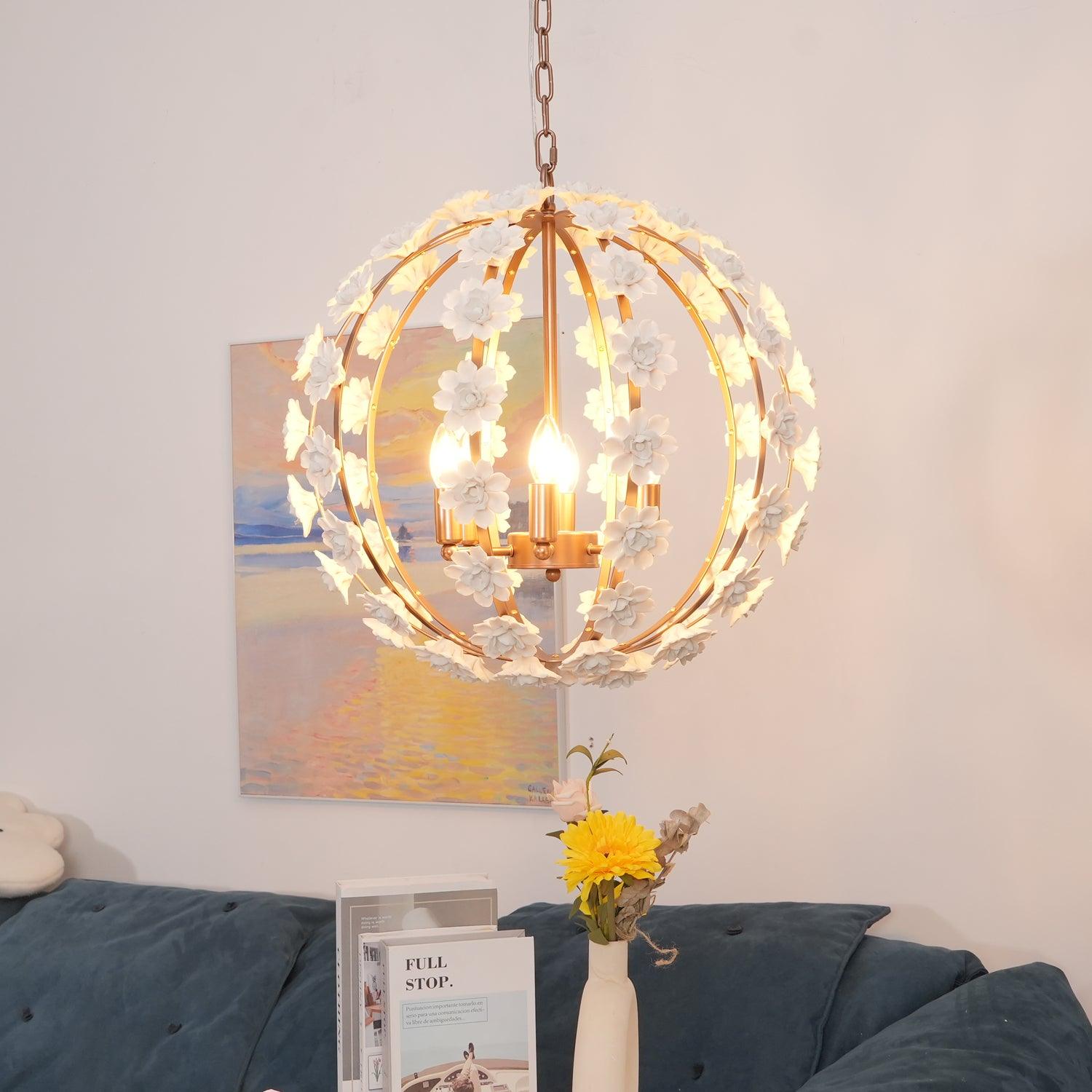 Kelly Lampe Pendante Globe Floral Rustique - Neutralighting