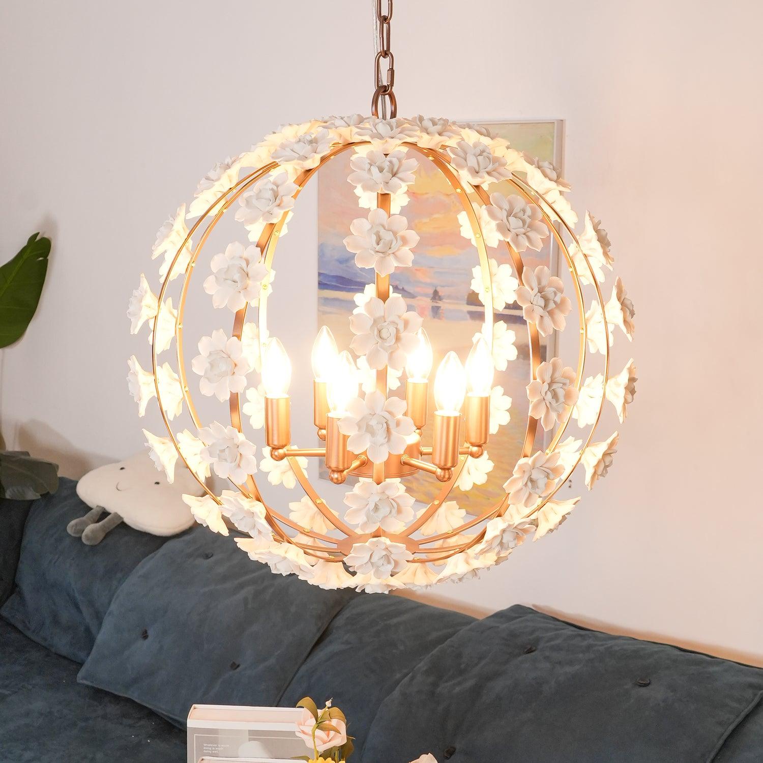 Kelly Lampe Pendante Globe Floral Rustique - Neutralighting
