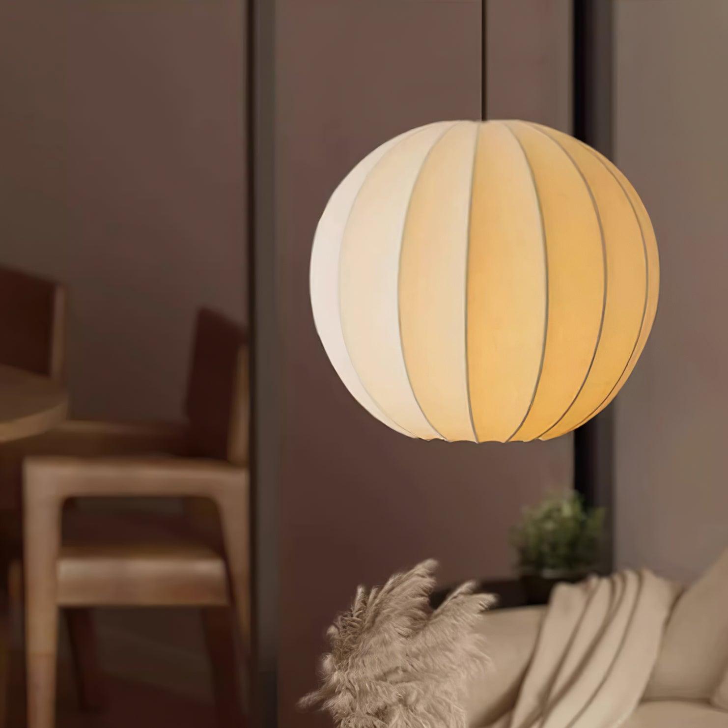 Aura Lampe Pendante Moderne Globe Côtelé Soie - Neutralighting