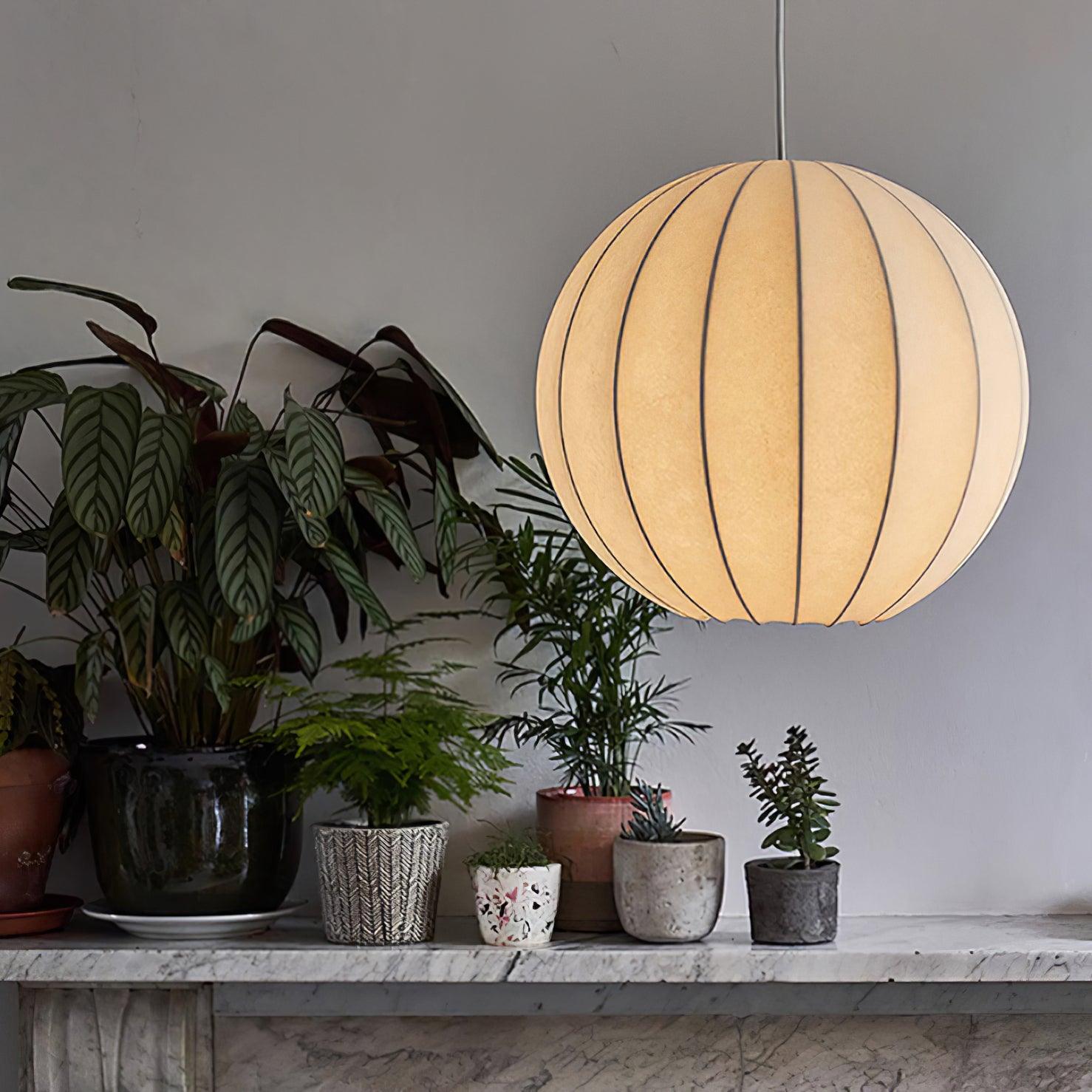 Aura Lampe Pendante Moderne Globe Côtelé Soie - Neutralighting