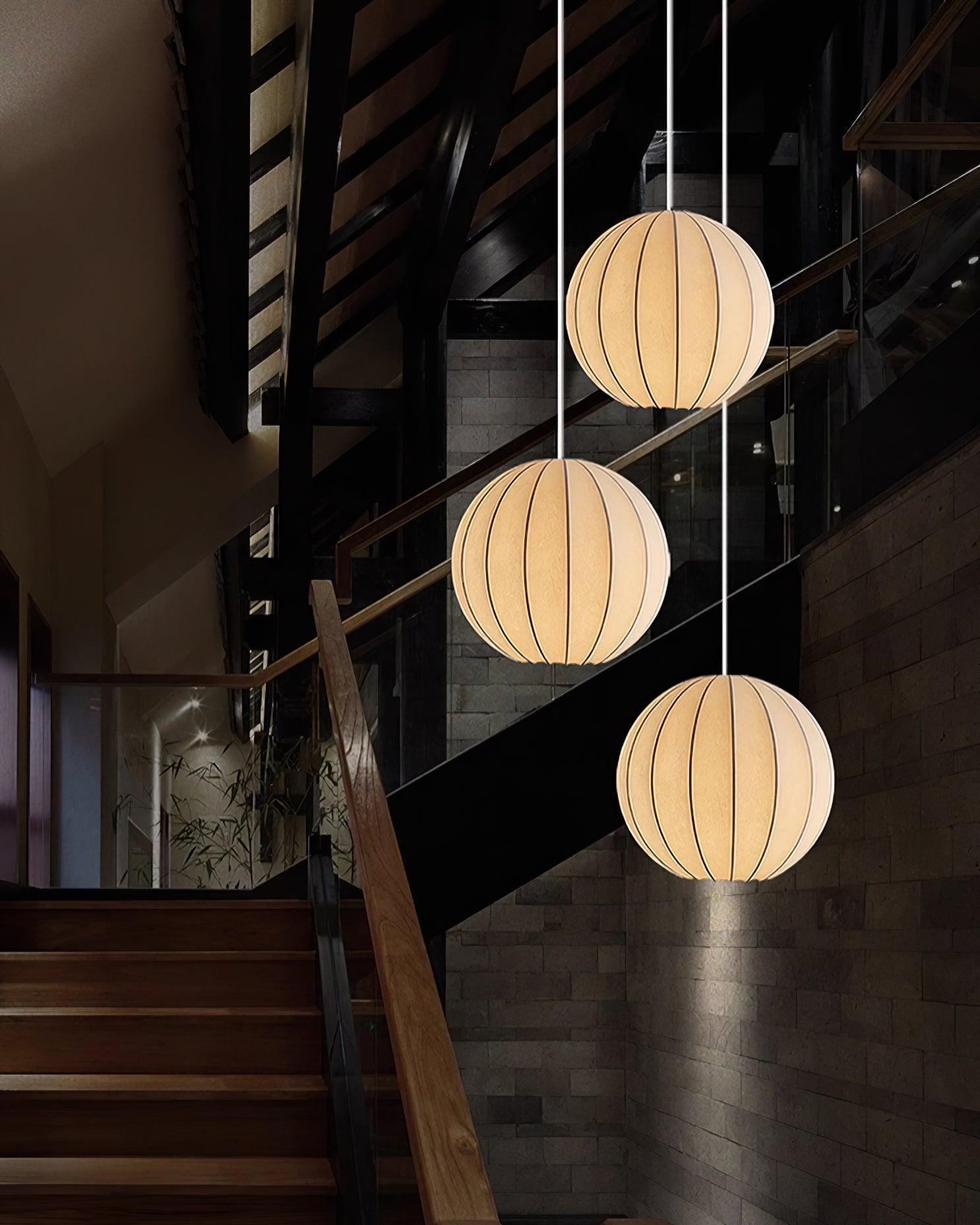 Aura Lampe Pendante Moderne Globe Côtelé Soie - Neutralighting