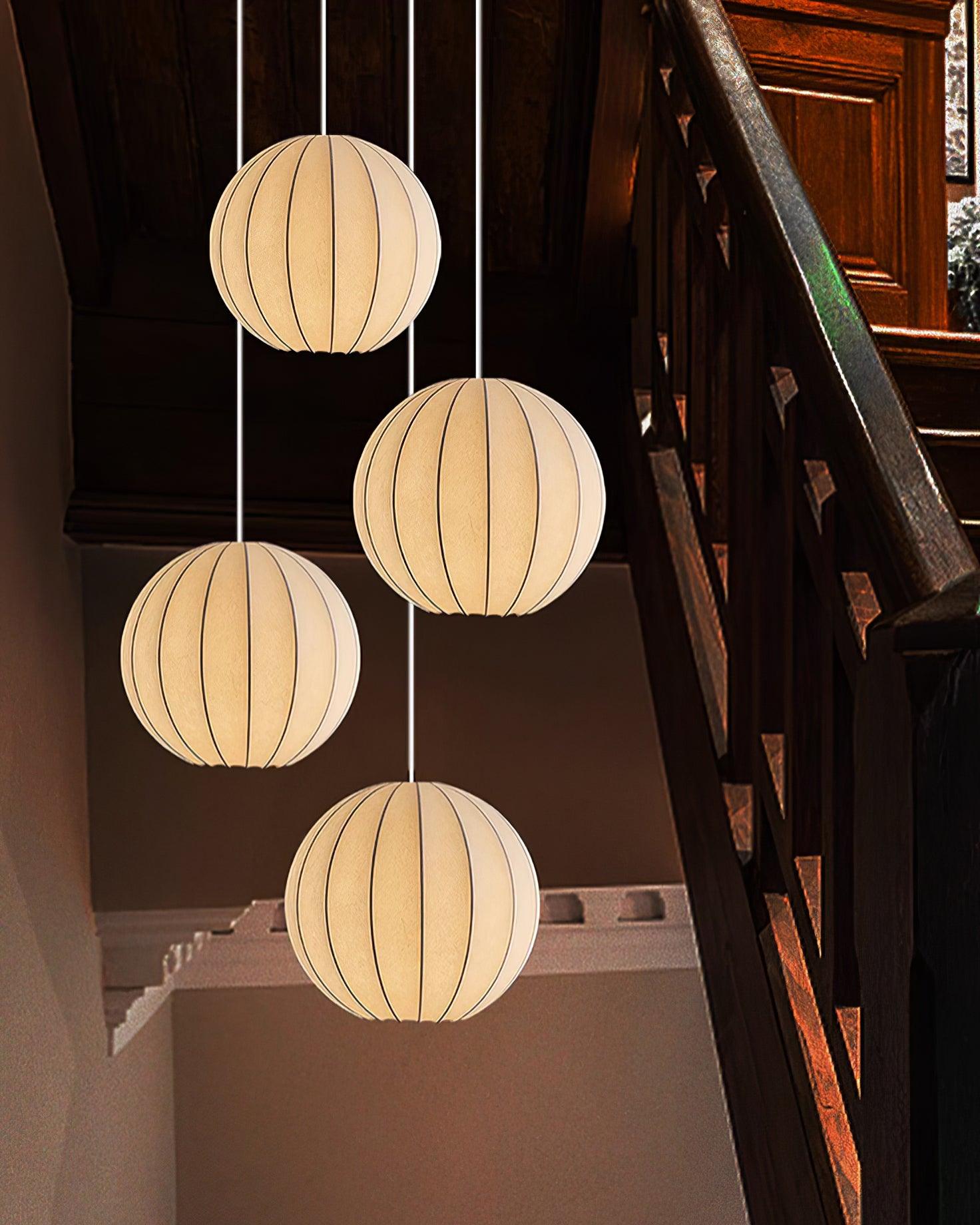 Aura Lampe Pendante Moderne Globe Côtelé Soie - Neutralighting