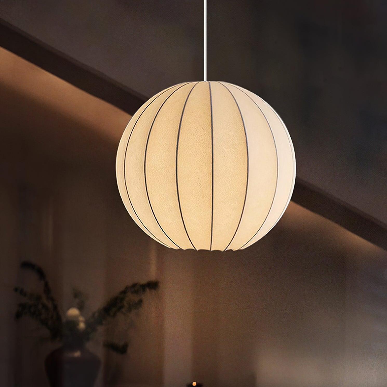 Aura Lampe Pendante Moderne Globe Côtelé Soie - Neutralighting