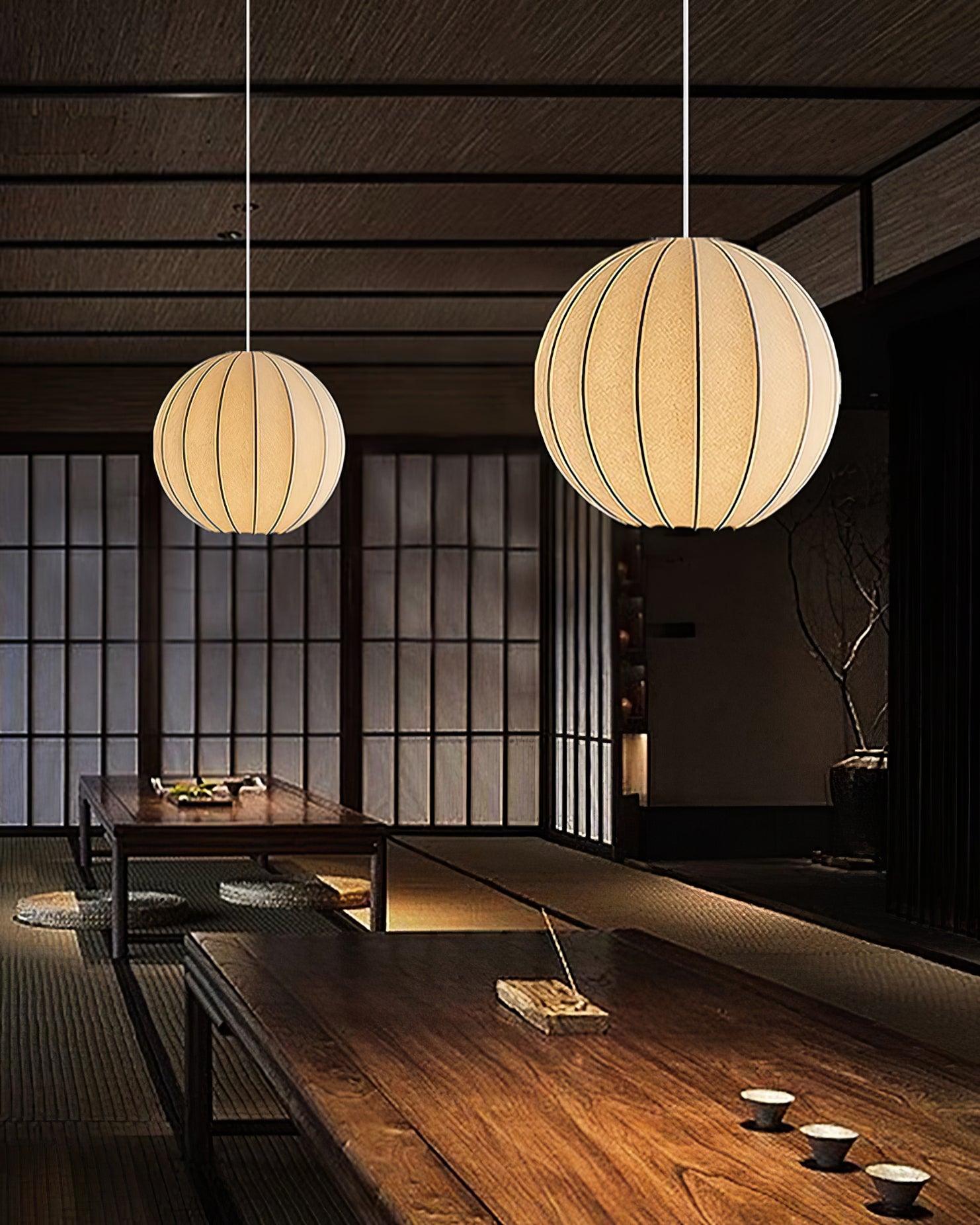 Aura Lampe Pendante Moderne Globe Côtelé Soie - Neutralighting