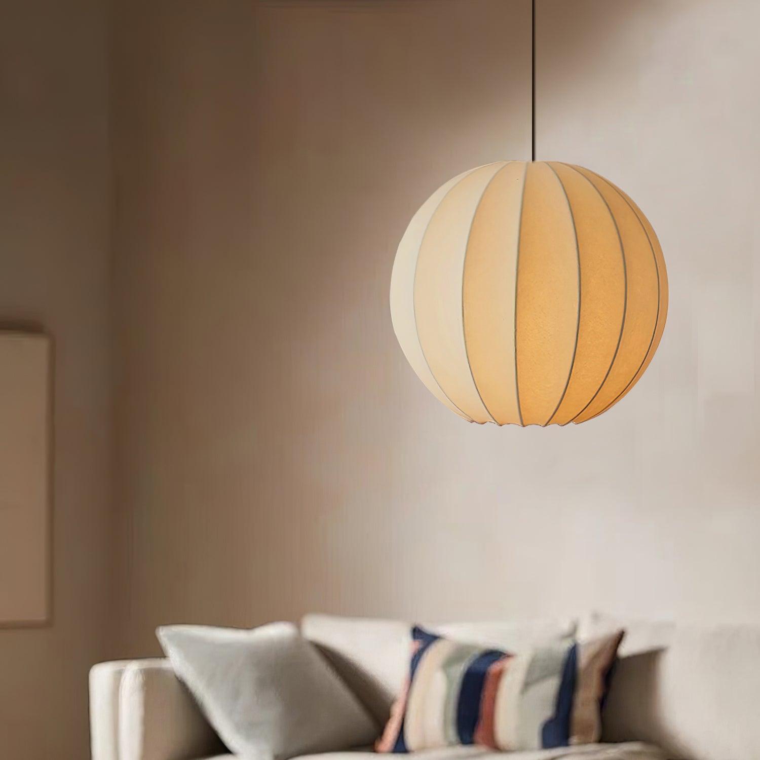 Aura Lampe Pendante Moderne Globe Côtelé Soie - Neutralighting