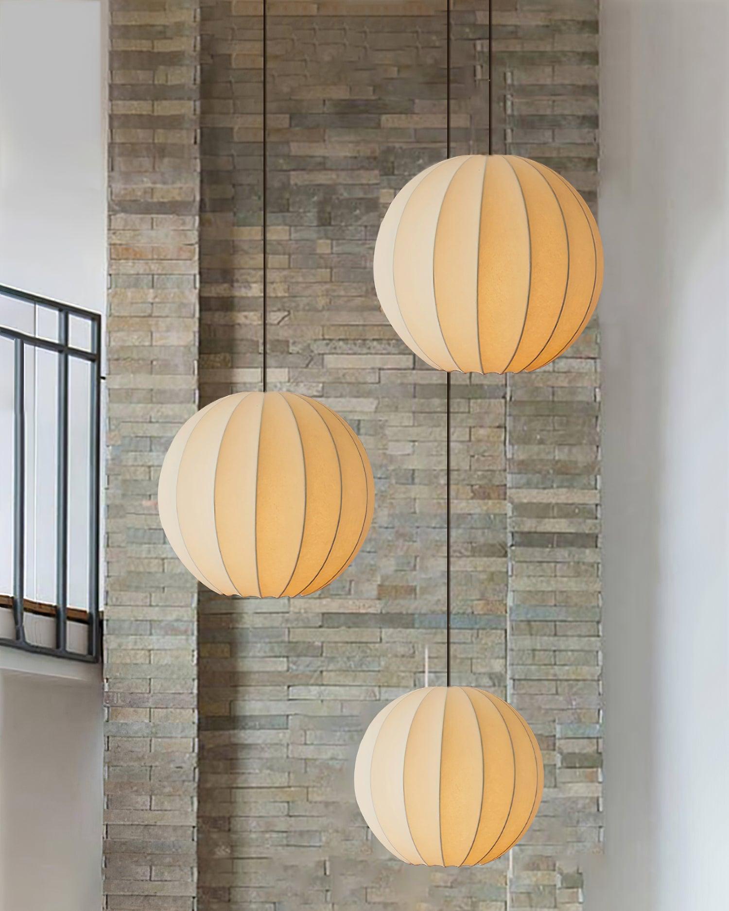 Aura Lampe Pendante Moderne Globe Côtelé Soie - Neutralighting