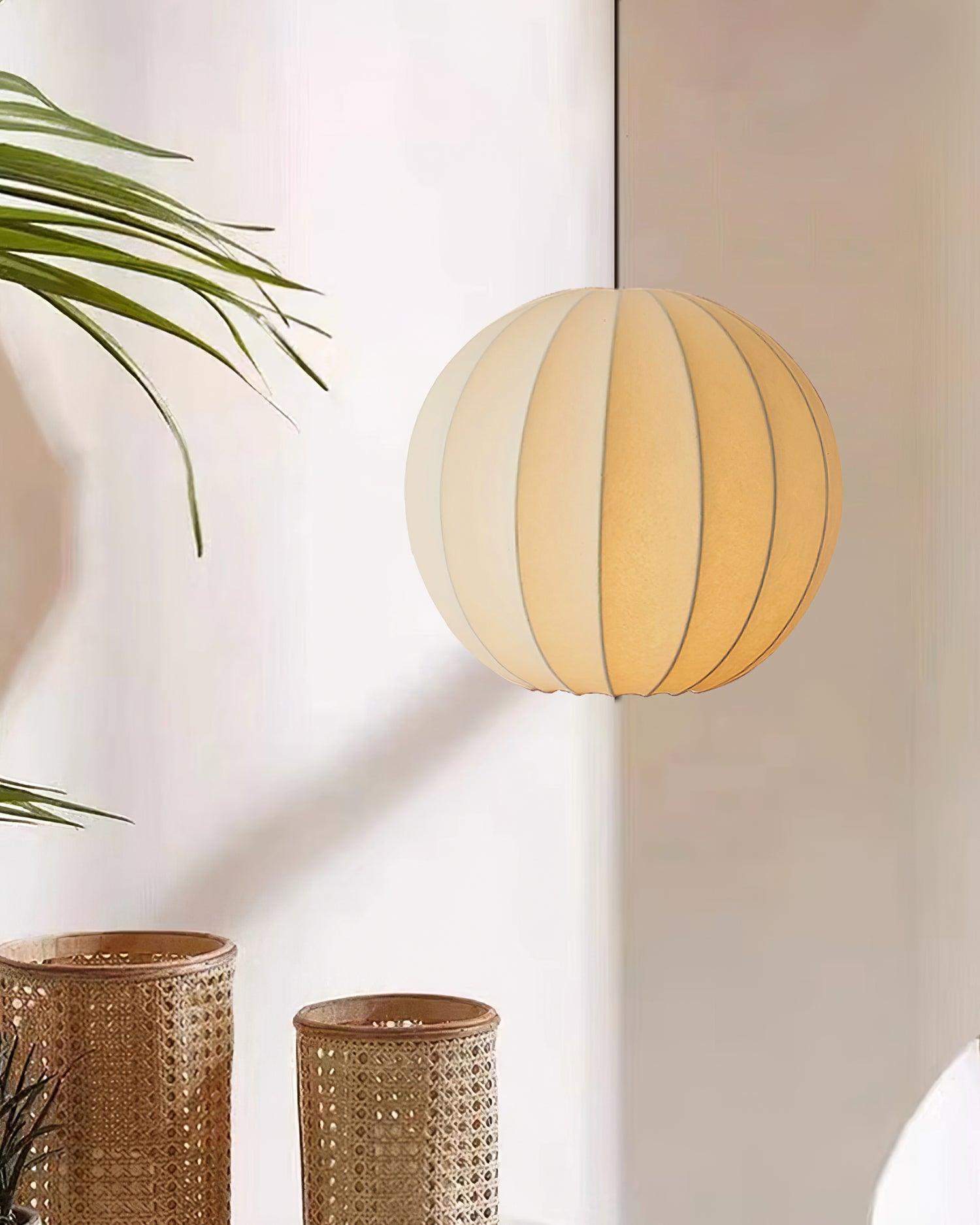 Aura Lampe Pendante Moderne Globe Côtelé Soie - Neutralighting