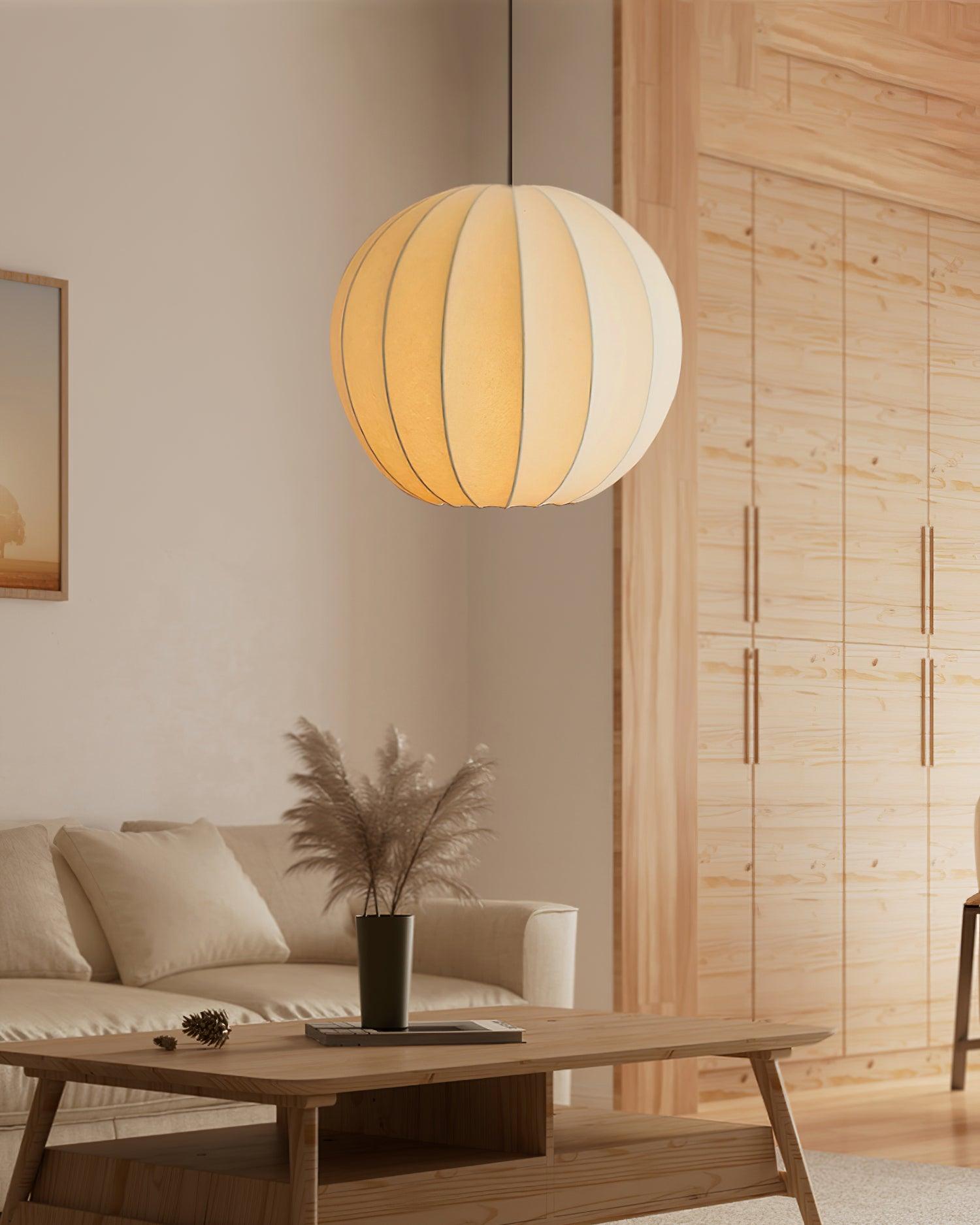 Aura Lampe Pendante Moderne Globe Côtelé Soie - Neutralighting