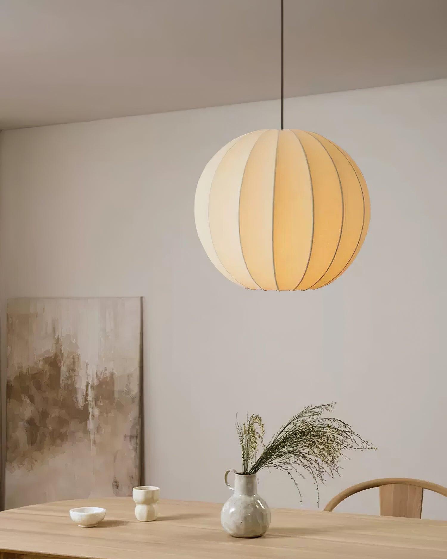Aura Lampe Pendante Moderne Globe Côtelé Soie - Neutralighting
