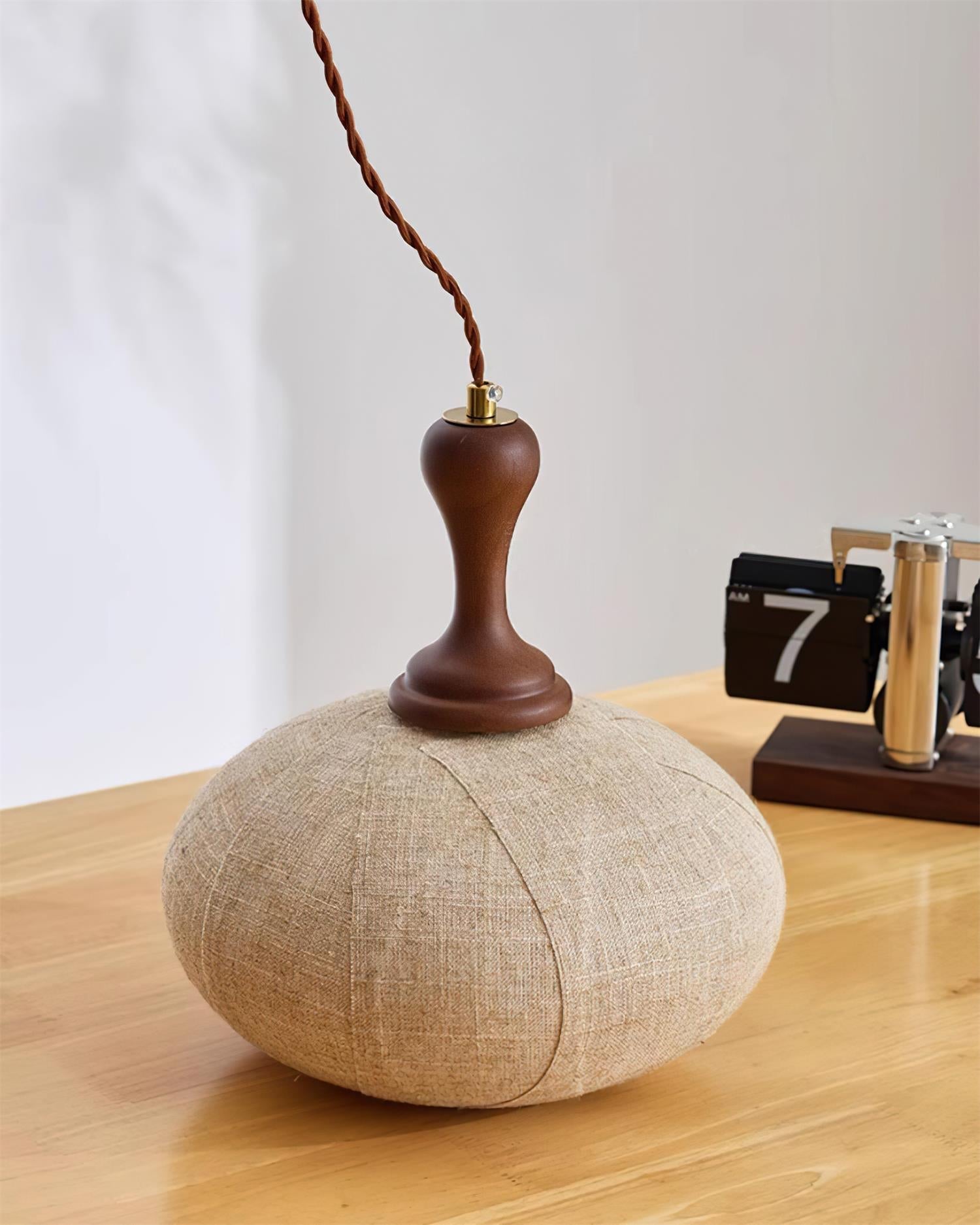 Kenso Suspension Lampe en Tissu Sphérique Col en Bois - Neutralighting