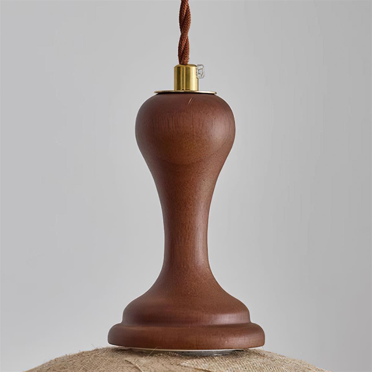 Kenso Suspension Lampe en Tissu Sphérique Col en Bois - Neutralighting
