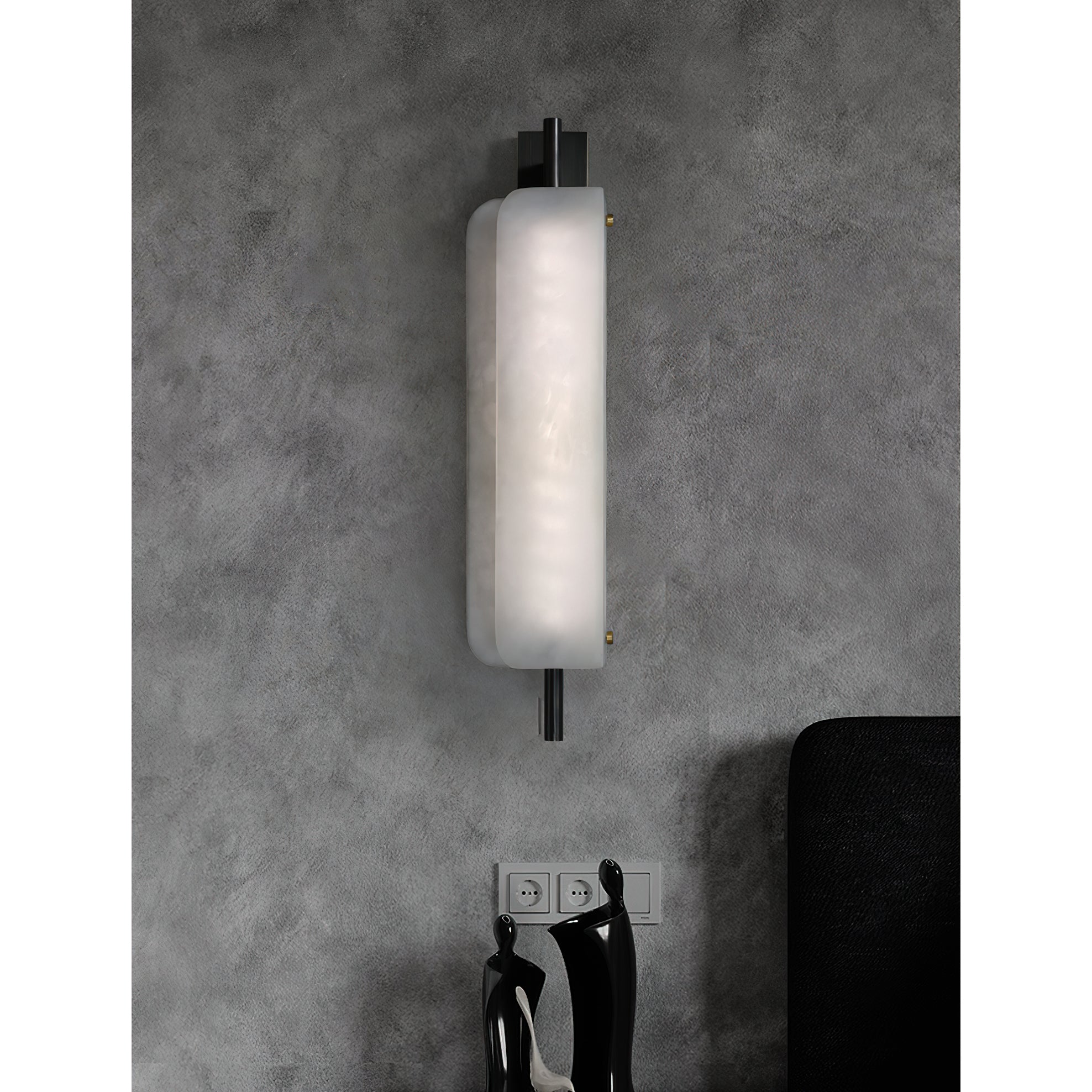 Cenore Modern Minimalist White Alabaster Wall Lamp - Lamp Copper