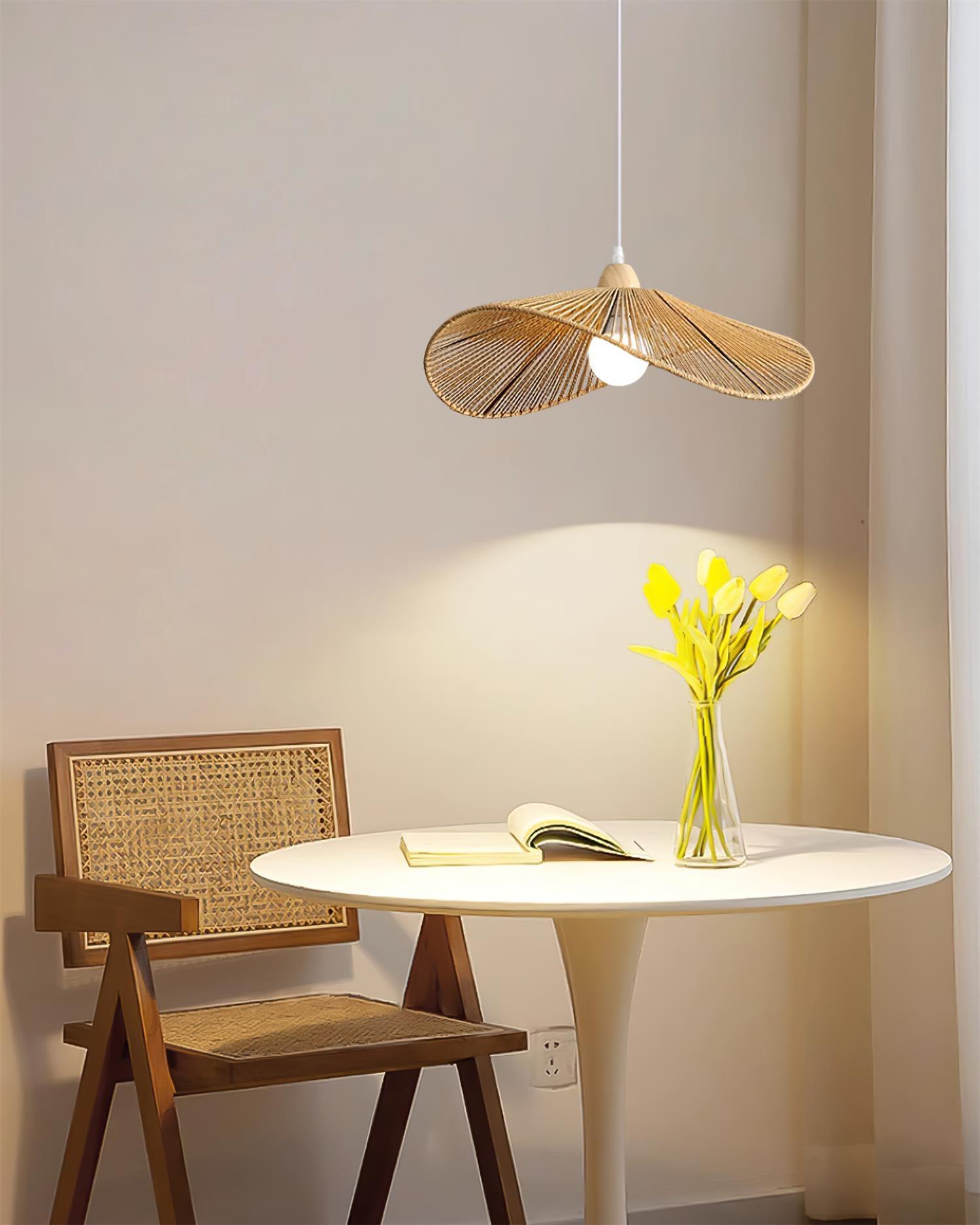 Suspension Tissé Chanvre Ombre Sculptural Naturel Moderne - Neutralighting