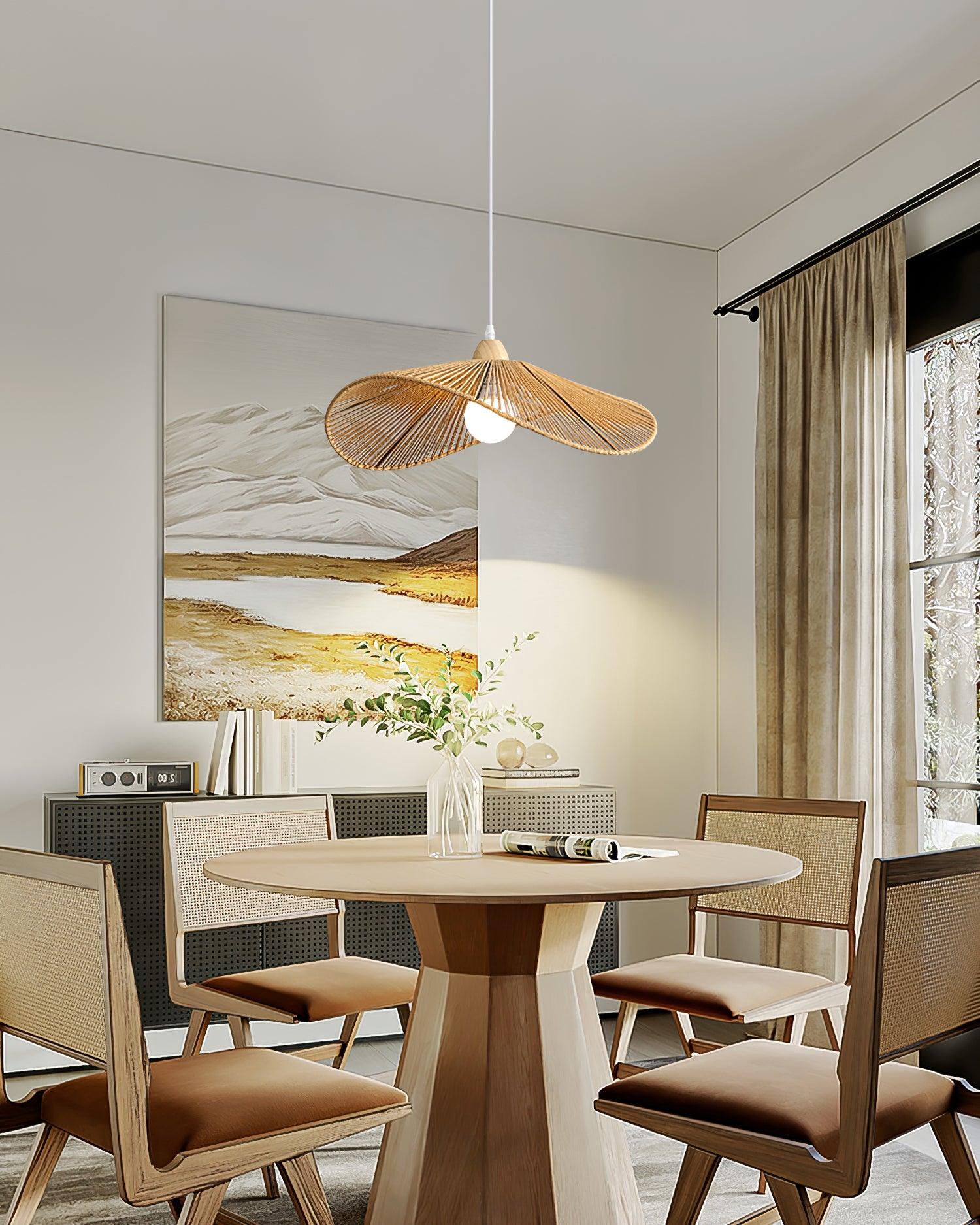 Suspension Tissé Chanvre Ombre Sculptural Naturel Moderne - Neutralighting