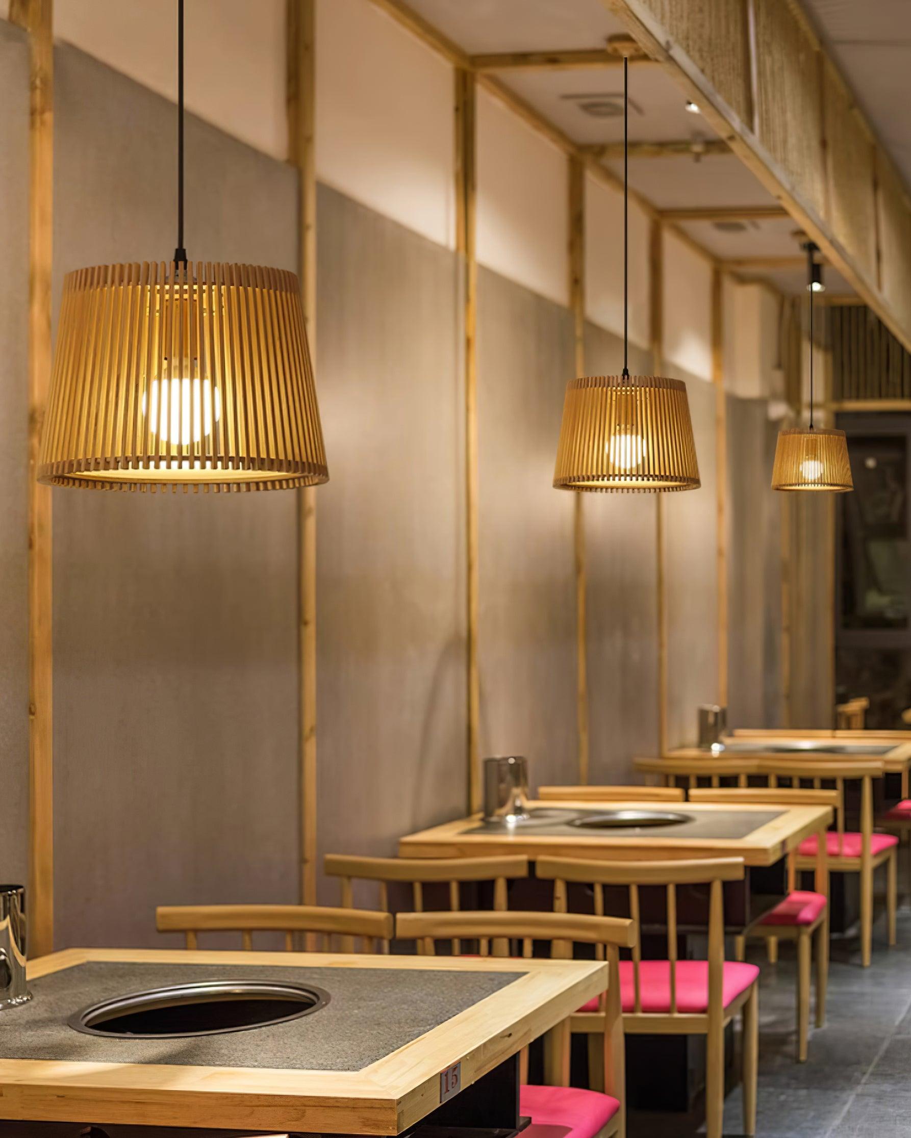 Kitami Pendant Lamp Wood Slat Bohemian - Letslighting