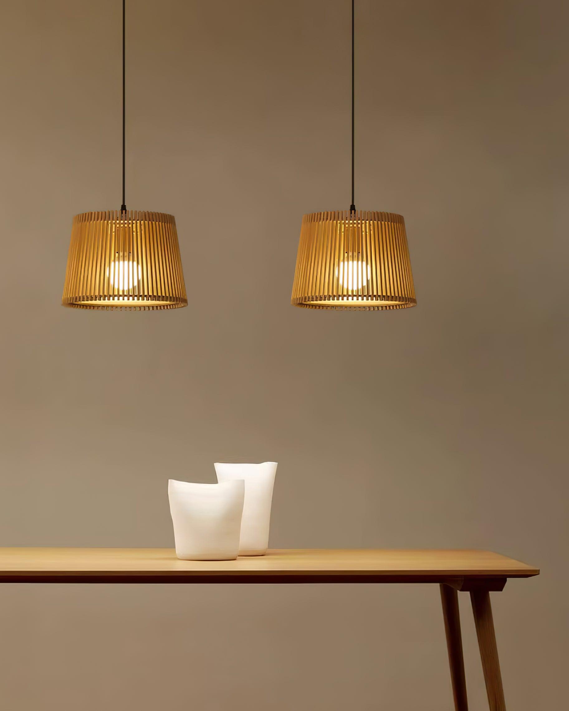Kitami Pendant Lamp Wood Slat Bohemian - Letslighting