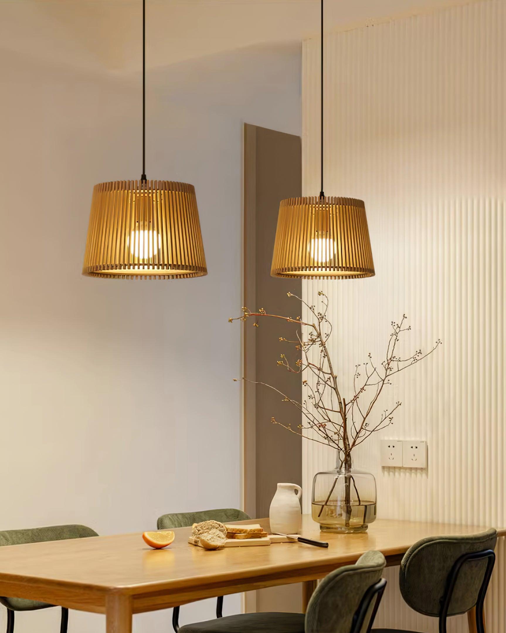 Kitami Pendant Lamp Wood Slat Bohemian - Letslighting