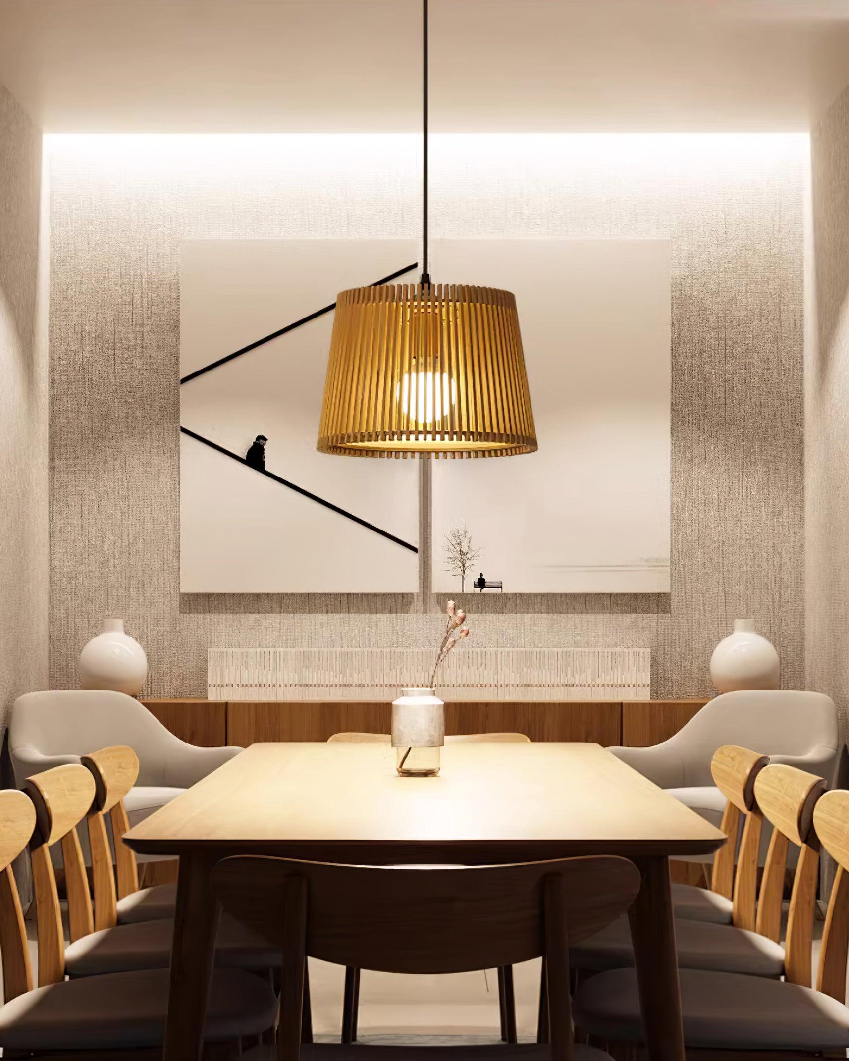 Kitami Pendant Lamp Wood Slat Bohemian - Letslighting