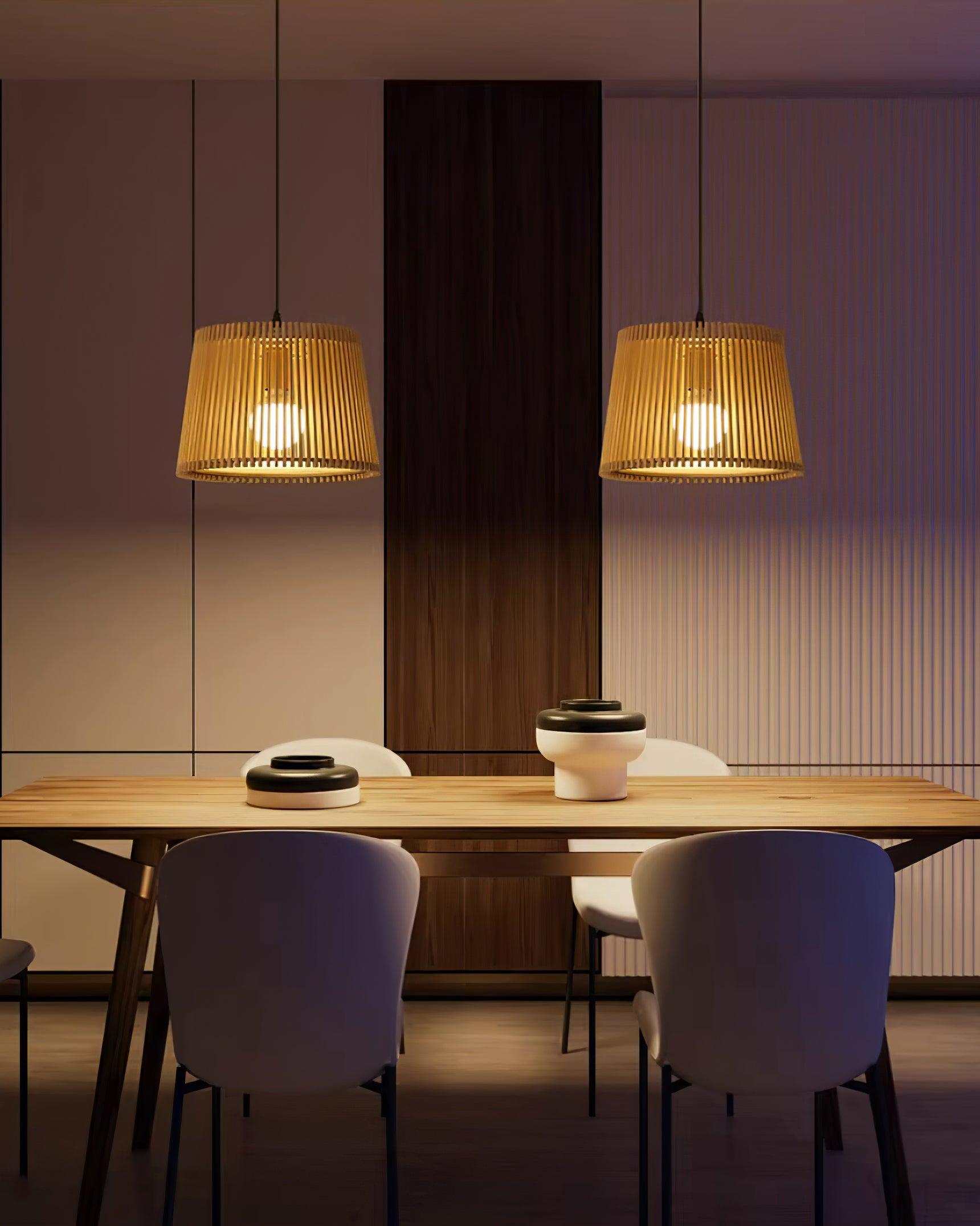 Kitami Pendant Lamp Wood Slat Bohemian - Letslighting