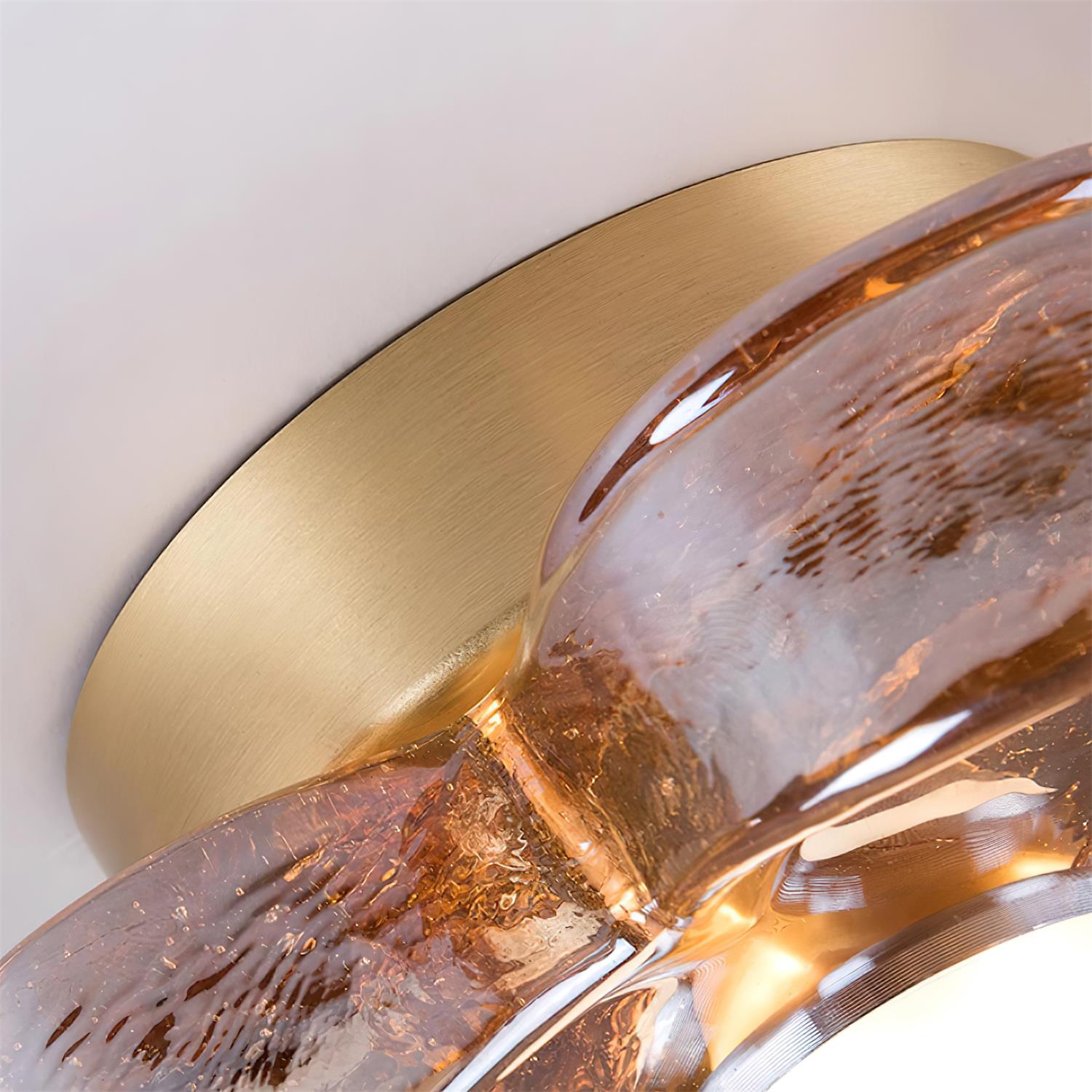 Lampe Plafond avec Pétales de Trèfle en Verre Ambre et Laiton Style Scandinave - Neutralighting