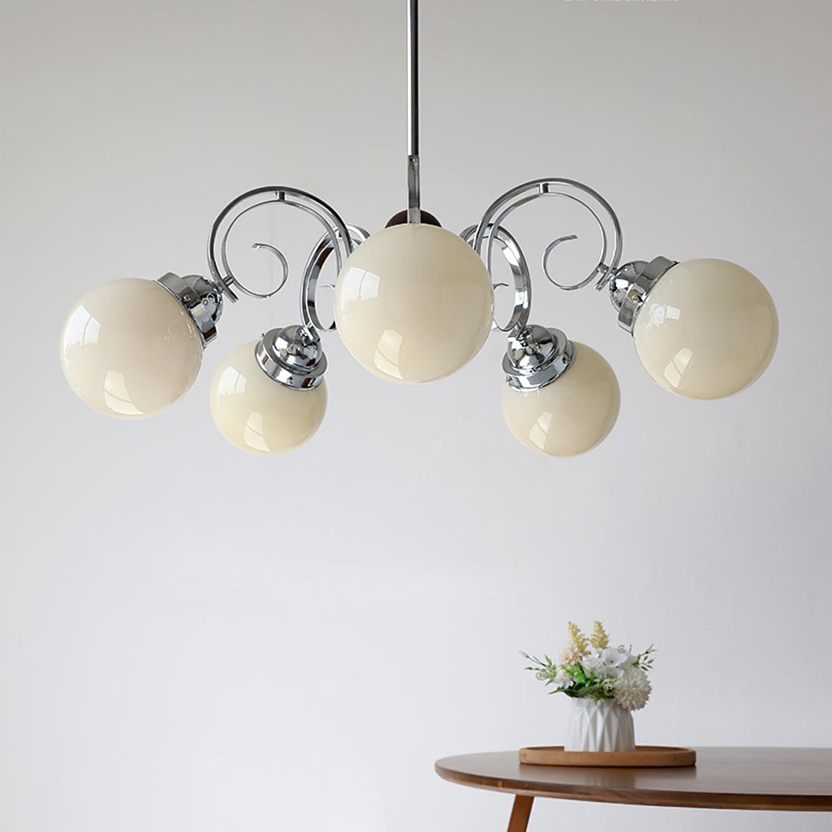 Kotter Chandelier Cream Satin Nickel Modern - Neutralighting