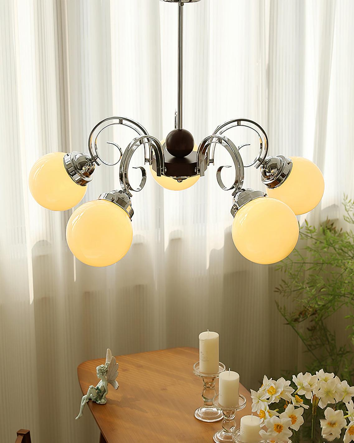 Kotter Chandelier Cream Satin Nickel Modern - Neutralighting