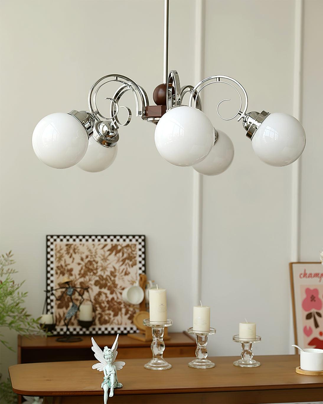 Kotter Chandelier Cream Satin Nickel Modern - Neutralighting