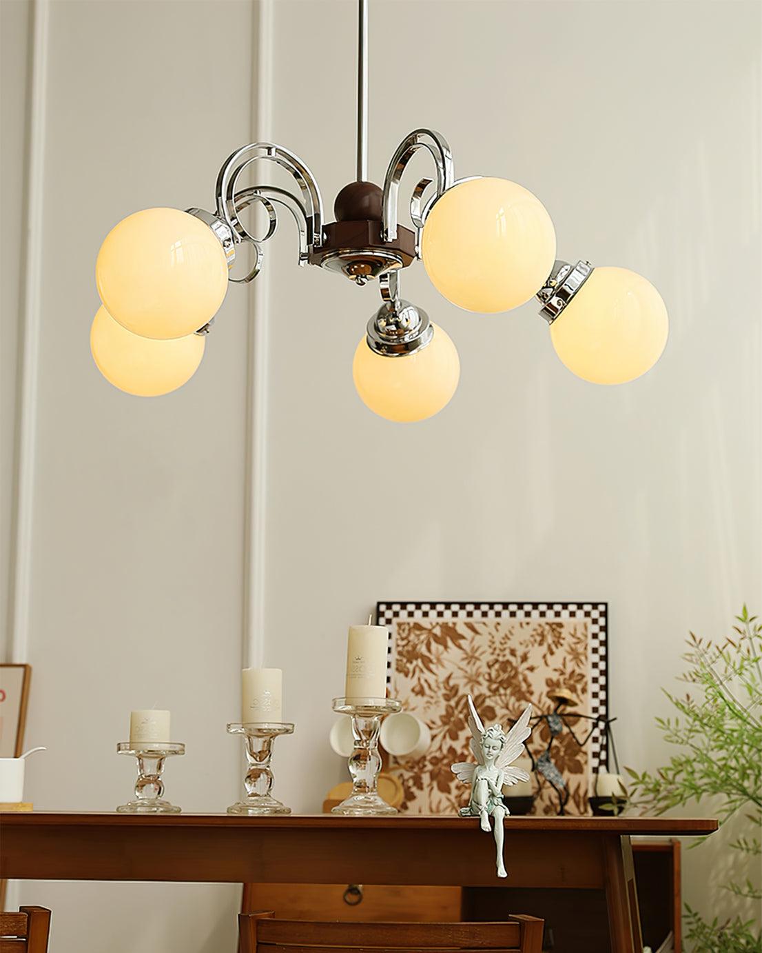 Kotter Chandelier Cream Satin Nickel Modern - Neutralighting