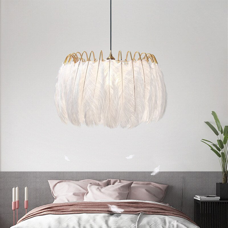 O'Moore Suspension Elegant Feather, Noir/Blanc, Chambre/Salon - Neutralighting