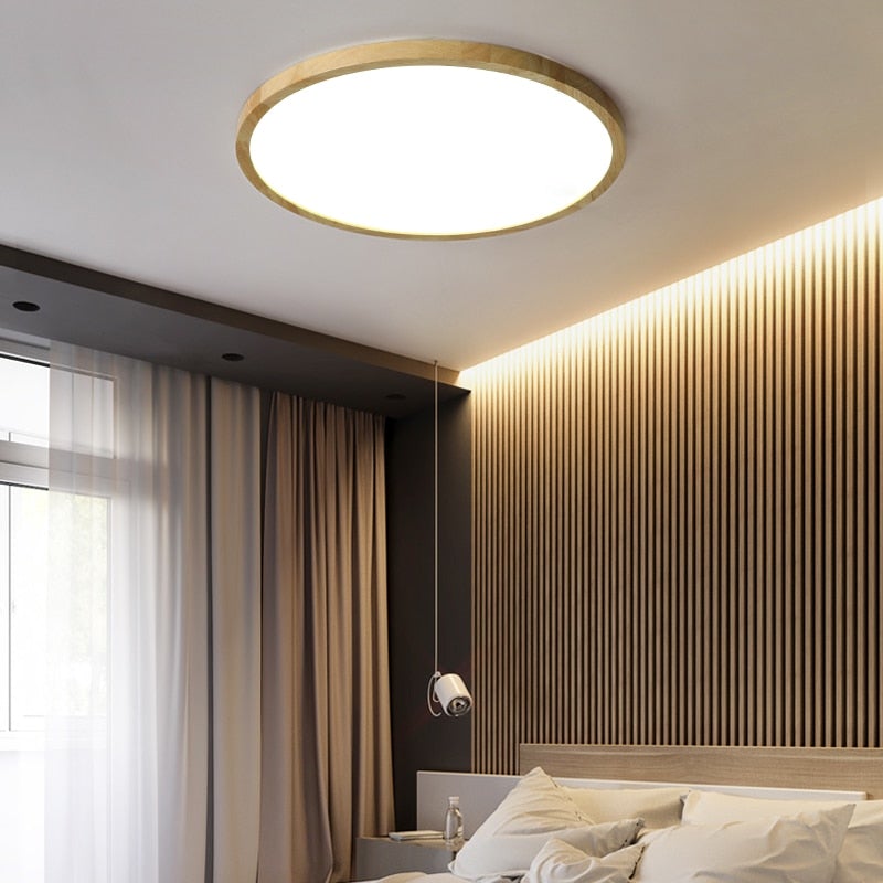 Aven Plafonnier Rond Moderne. Bois Salon - Neutralighting