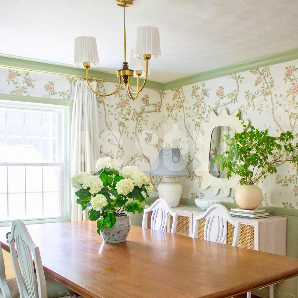 Silva Lustre Vintage, Métal/Tissu, Blanc/Vert, Salle à Manger/Salle à Séjour - Neutralighting