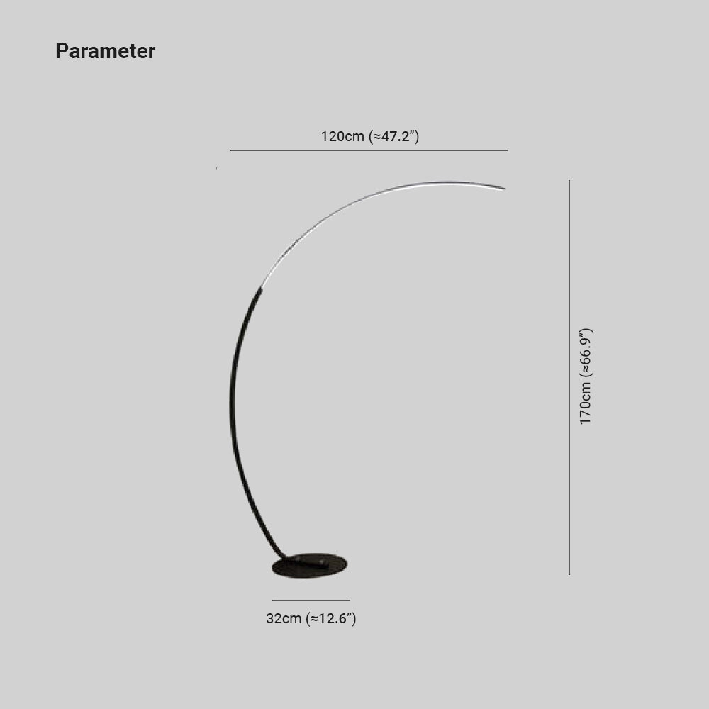 Ray Lampadaire Arche Moderne, Métal/Acrylique, Blanc/Noir, Salon - Neutralighting
