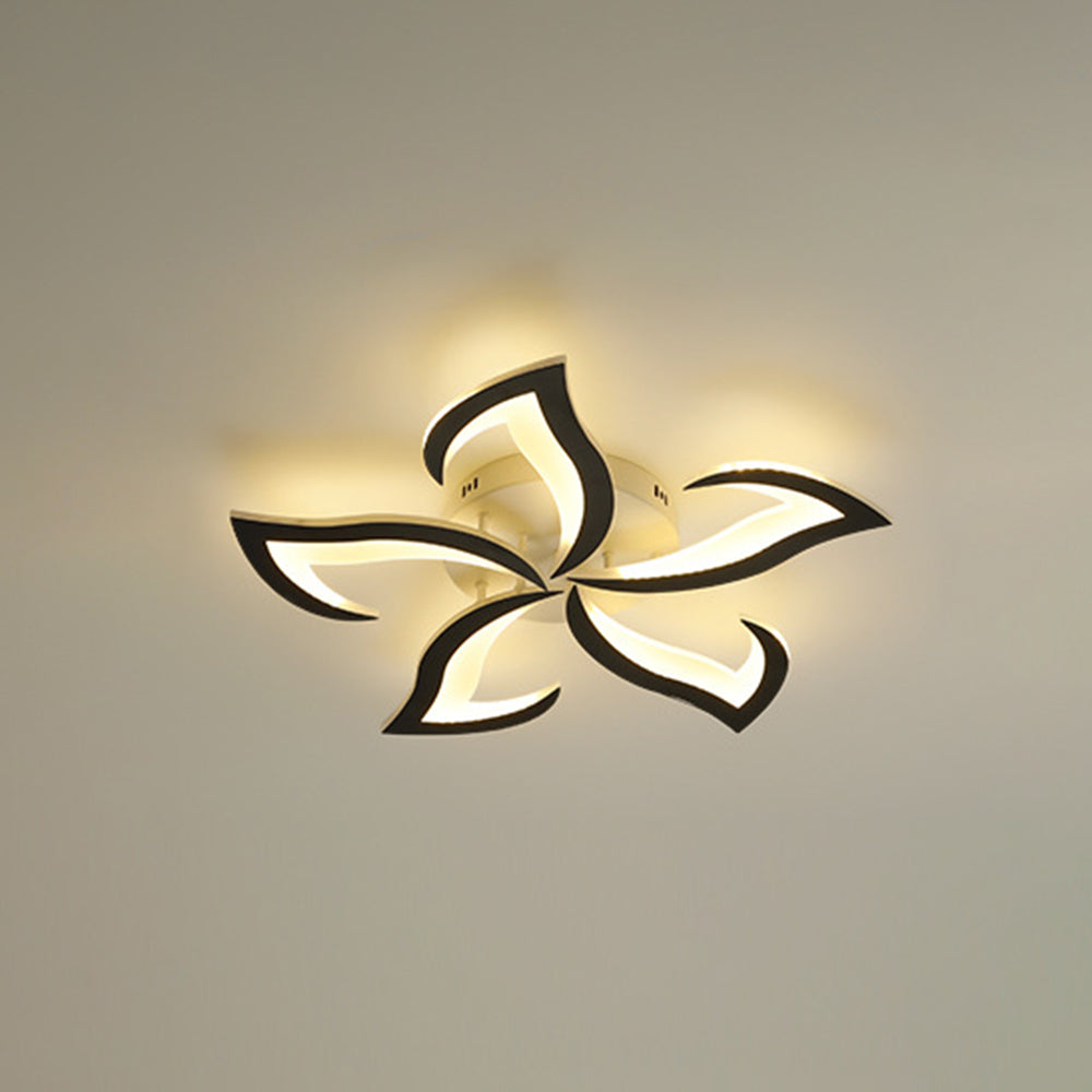 Arisha Plafonnier Fleur Contemporain Métal/Acrylique Noir/Blanc Salon - Neutralighting