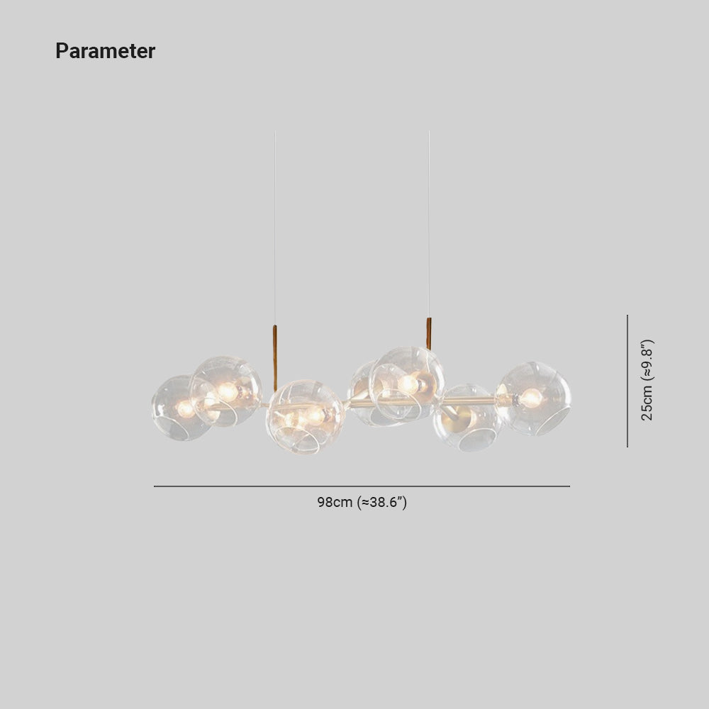 Valentina Suspension Boule Moderne Métal/Verre Noir/Doré Salon - Neutralighting