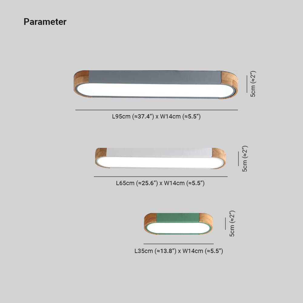 Mero Plafonnier Barre Longue Moderne. Bois/Acrylique. Blanc/Gris/Vert - Neutralighting