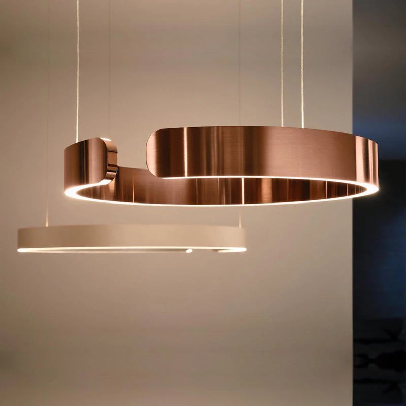 Urel Suspension Cercle Noir/Or Rose Salon/Chambre à Coucher