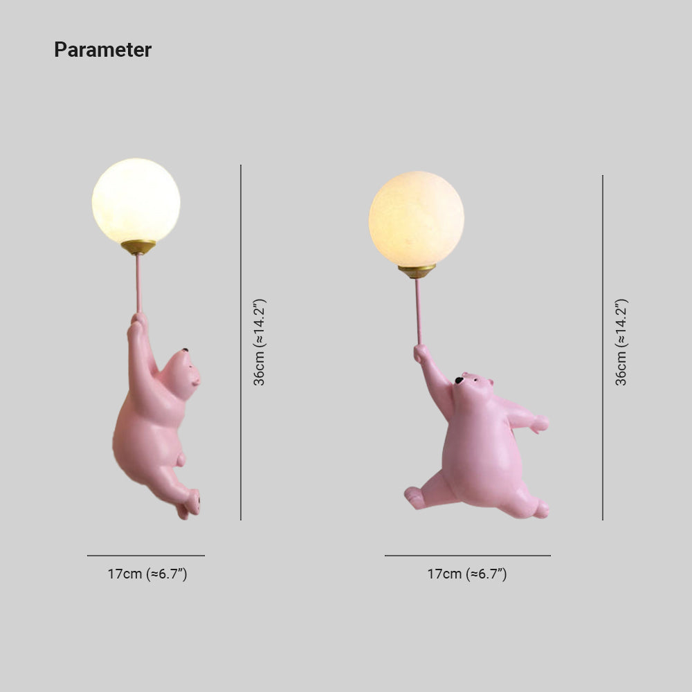 Bear Balloon Applique Murale Ours Ballon Moderne Animale. Blanc/Bleu/Rose. Salon - Neutralighting