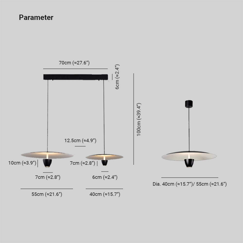 Arisha Suspension Ronde LED Minimaliste, Métal, Noir, Salon - Neutralighting