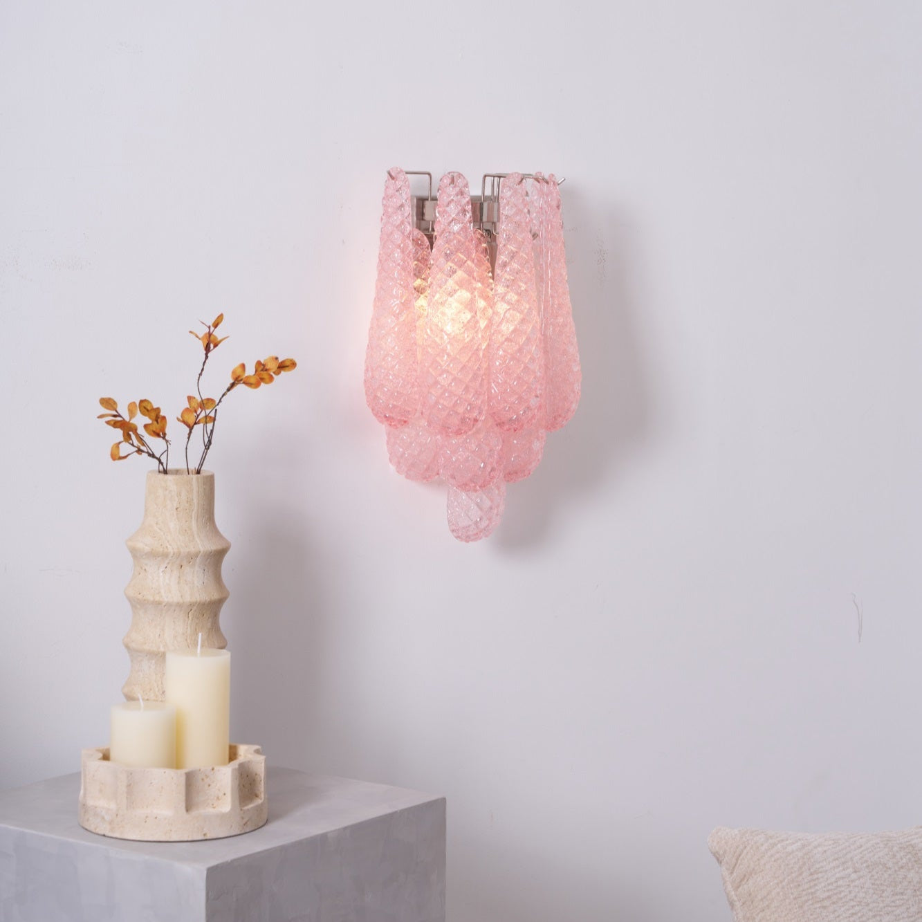 Aurora Wall Lamp Pink Teardrop Glass Floral Artistic - Letslighting